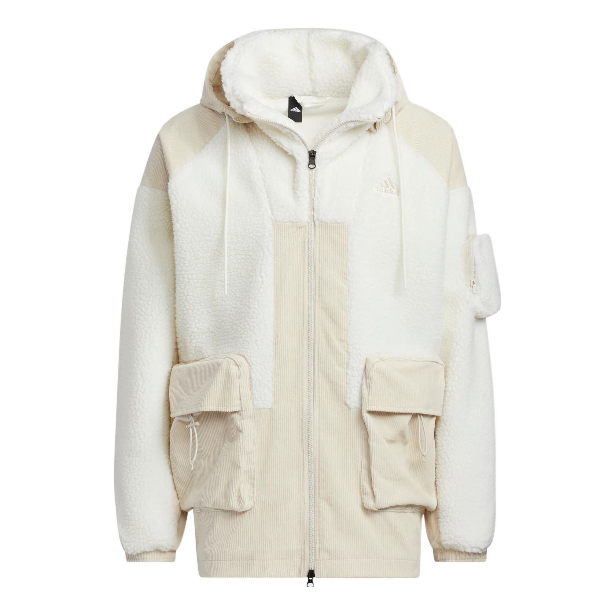 adidas patch fleece cargo jacket 'Cream White' HN9017 - 1