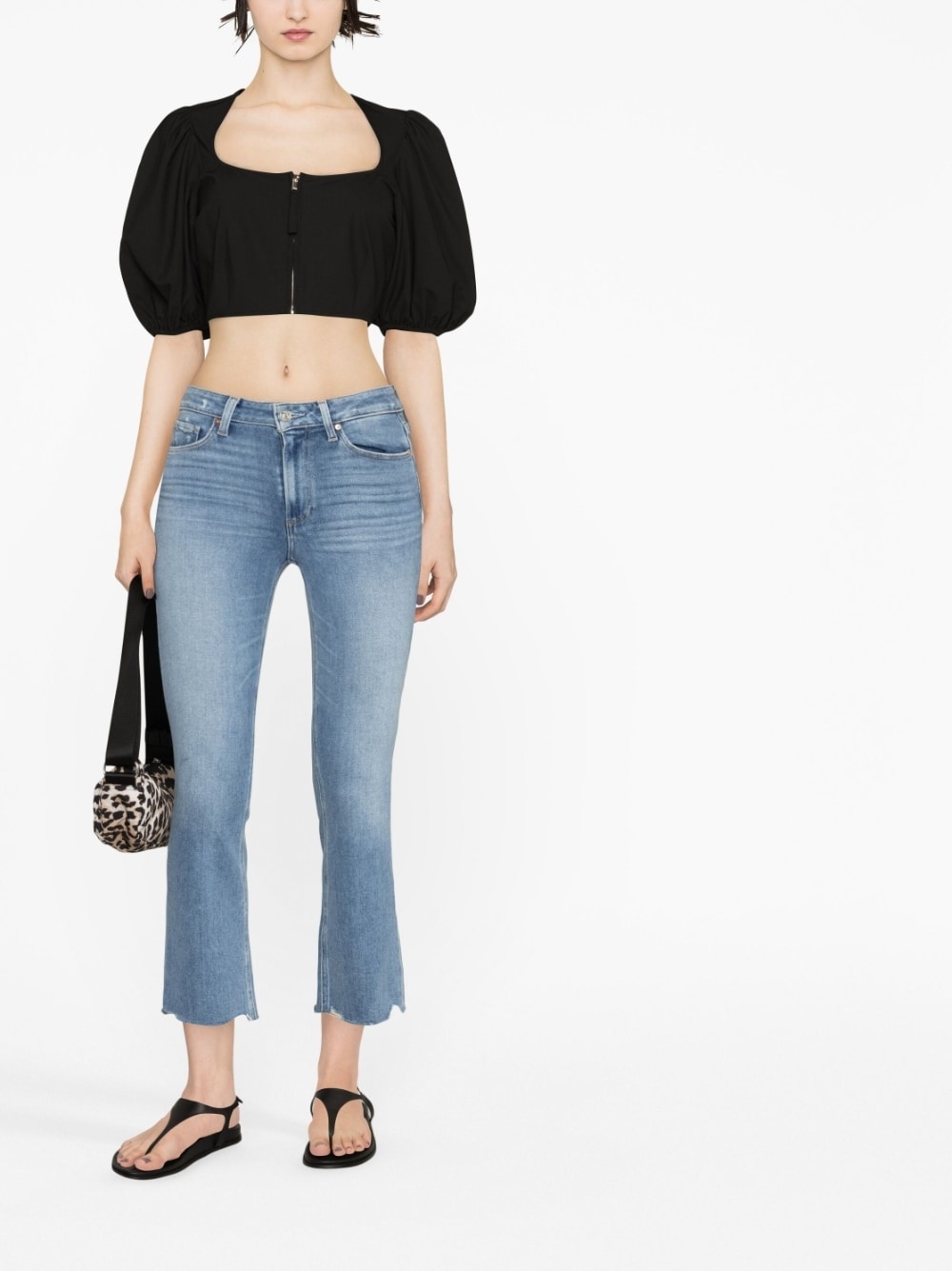 cropped puff-sleeve blouse - 2