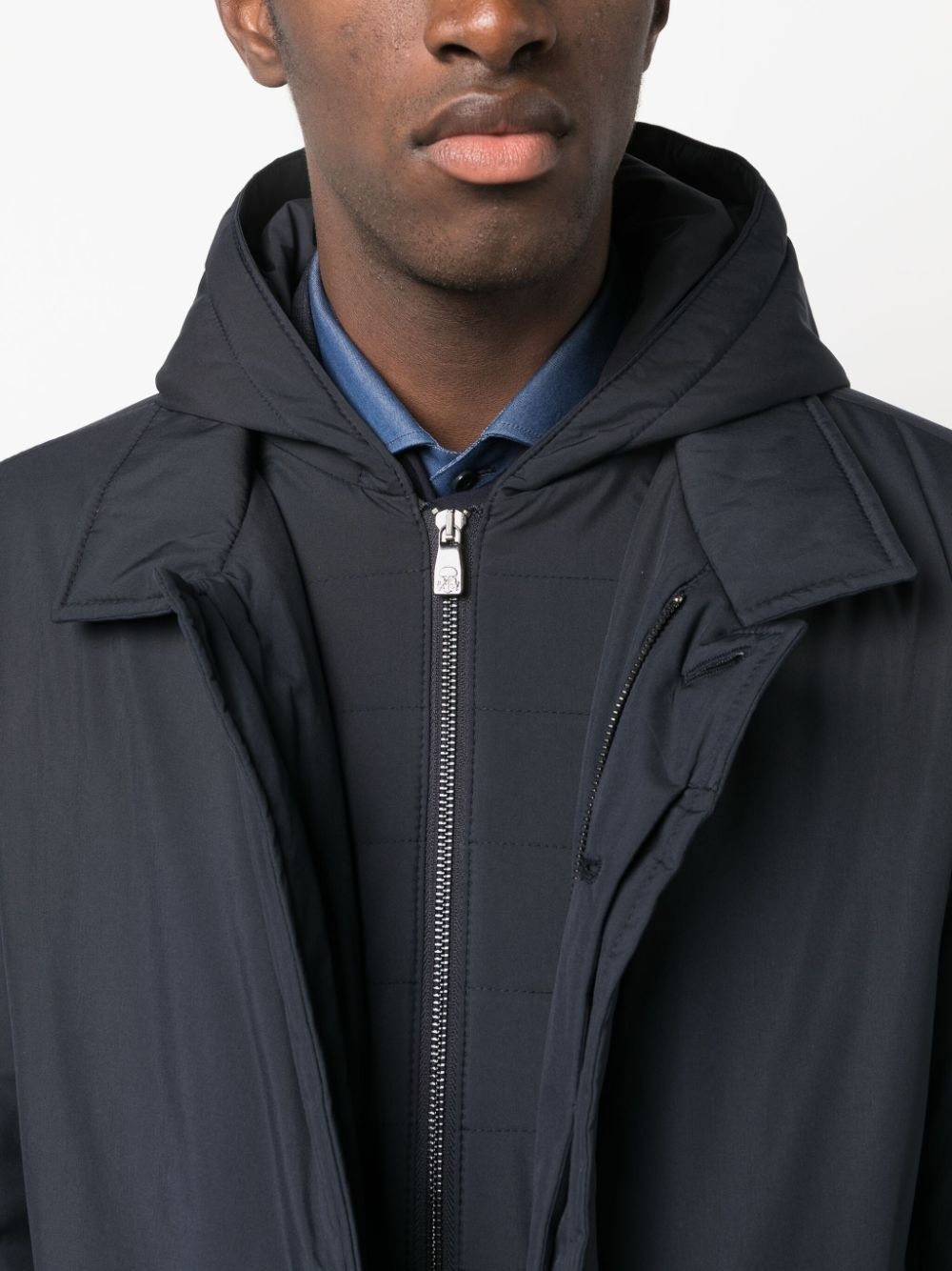 spread-collar padded hooded jacket - 5