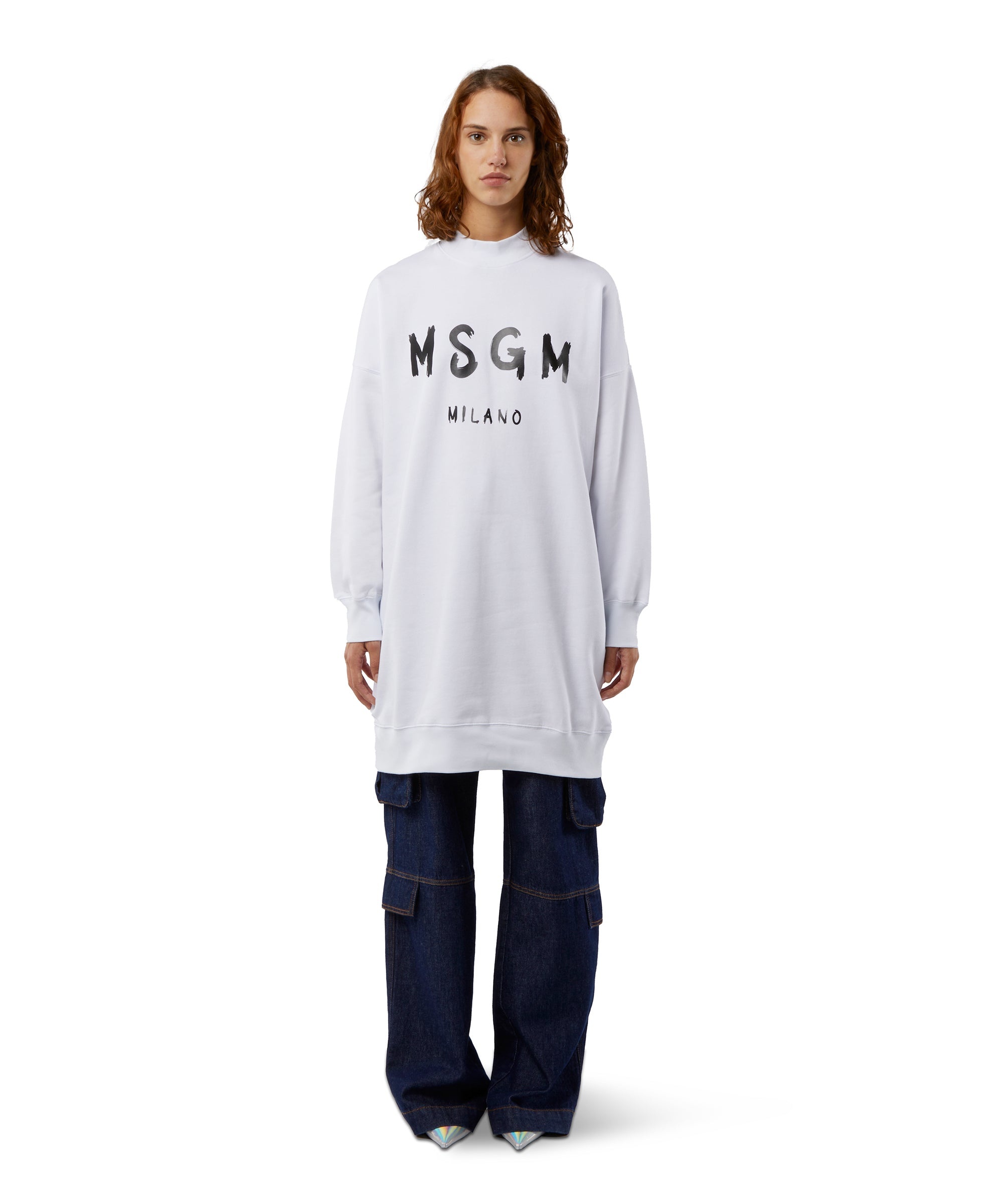 Cotton dress with brushed logo - 2