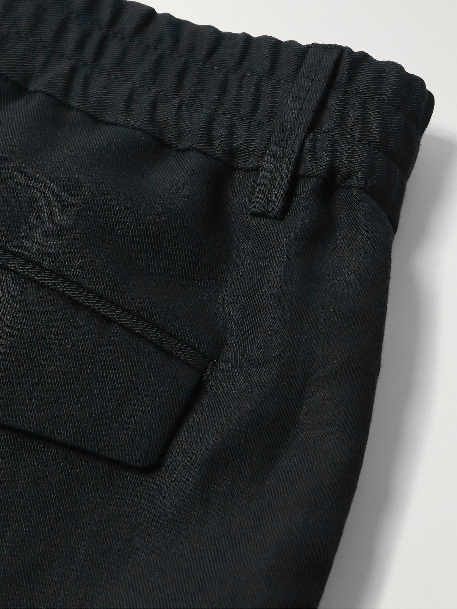 Straight-Leg Pleated Linen and Cotton-Blend Twill Bermuda Shorts Black - 5