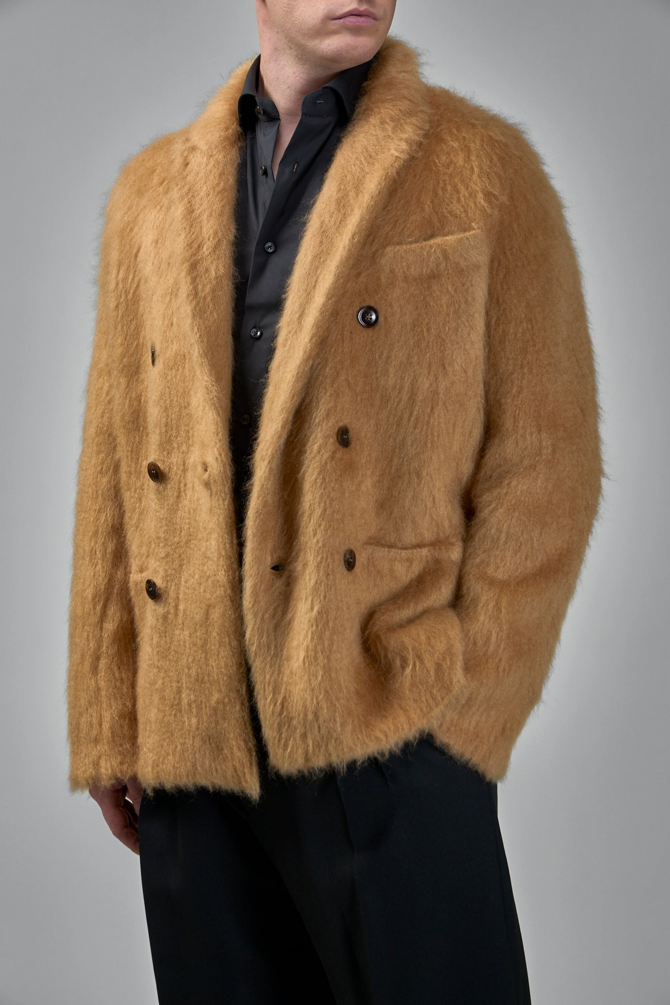 Double-Breasted Cashmere Mohair Jacket - 5
