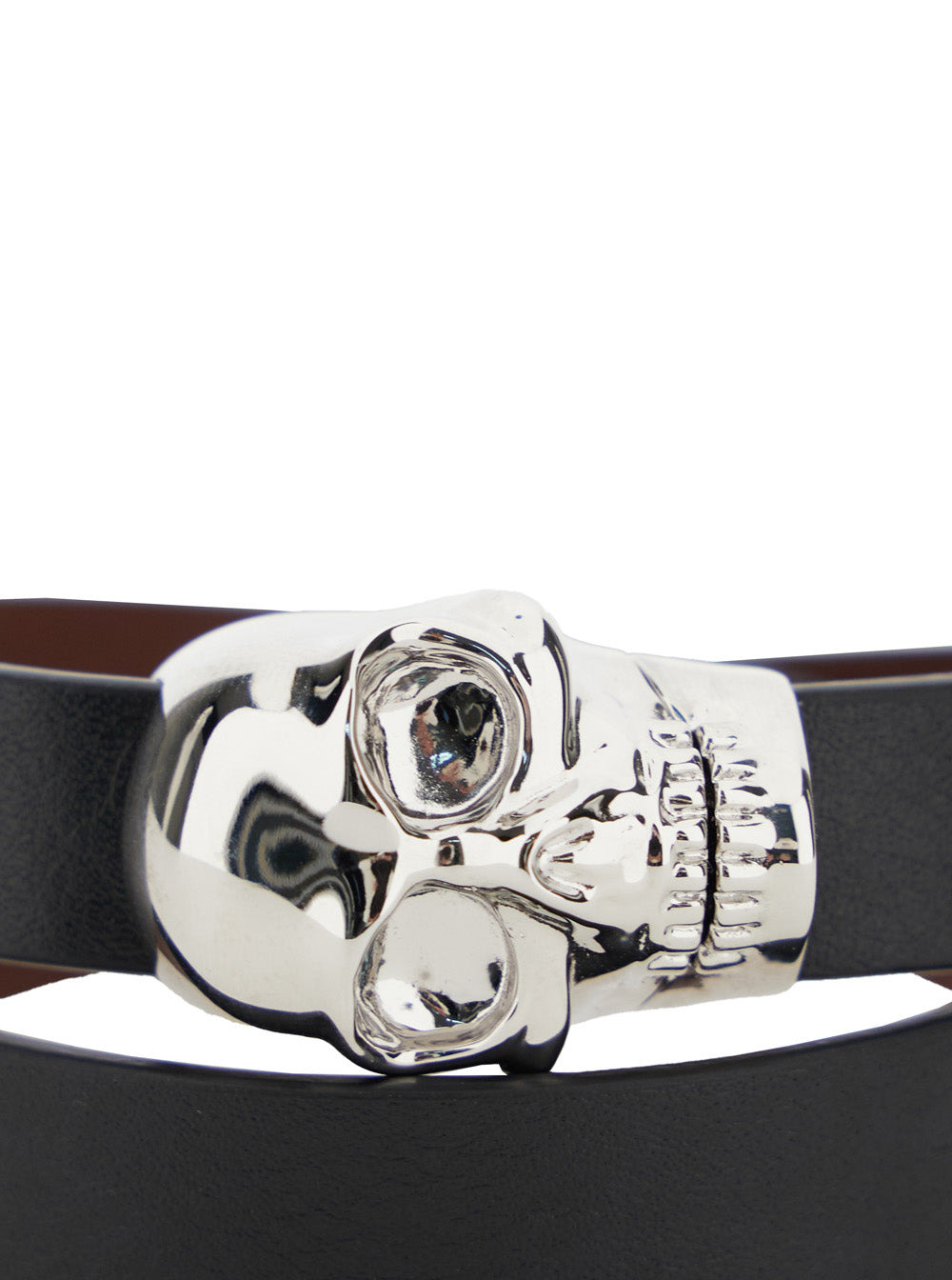 Alexander Mcqueen Men Black Bracelet With Skull Detail In Brass And Leather Man - 3