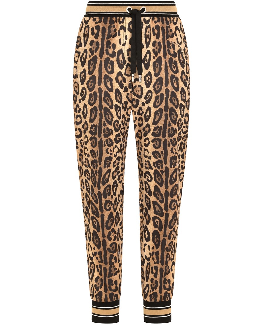 Jersey jogging pants with leopard print - 1