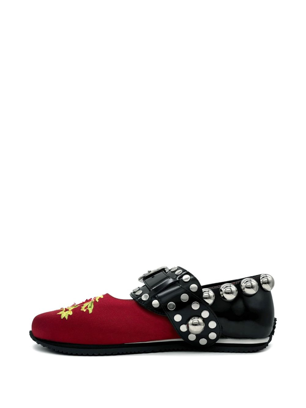 Spur buckle-strap studded flat pumps - 2