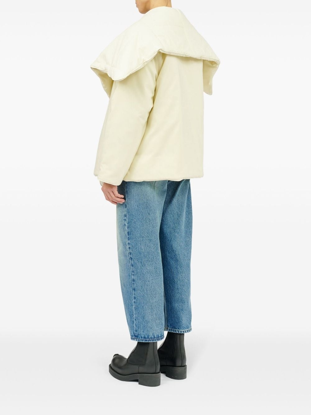 oversize-collar padded jacket - 5