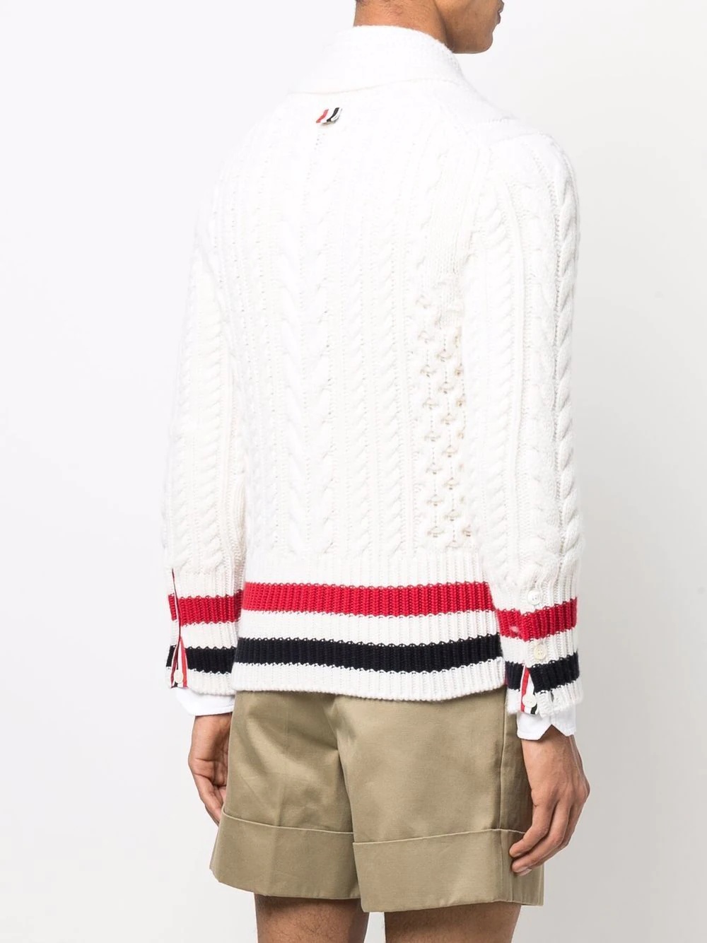 RWB-stripe cable-knit cardigan - 4