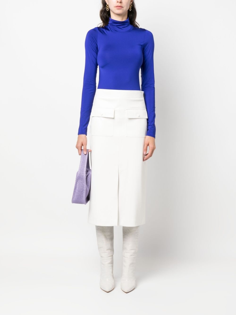 faux-leather midi skirt - 2