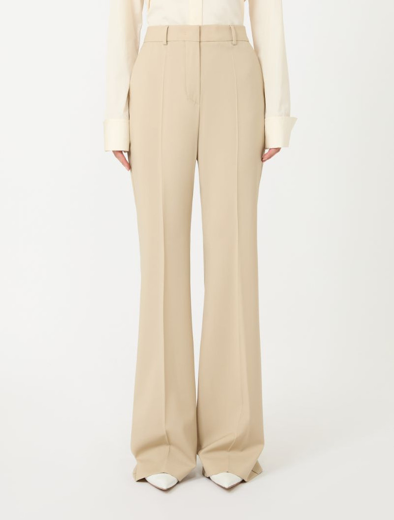 Flared stretch wool trousers - make up nude 1