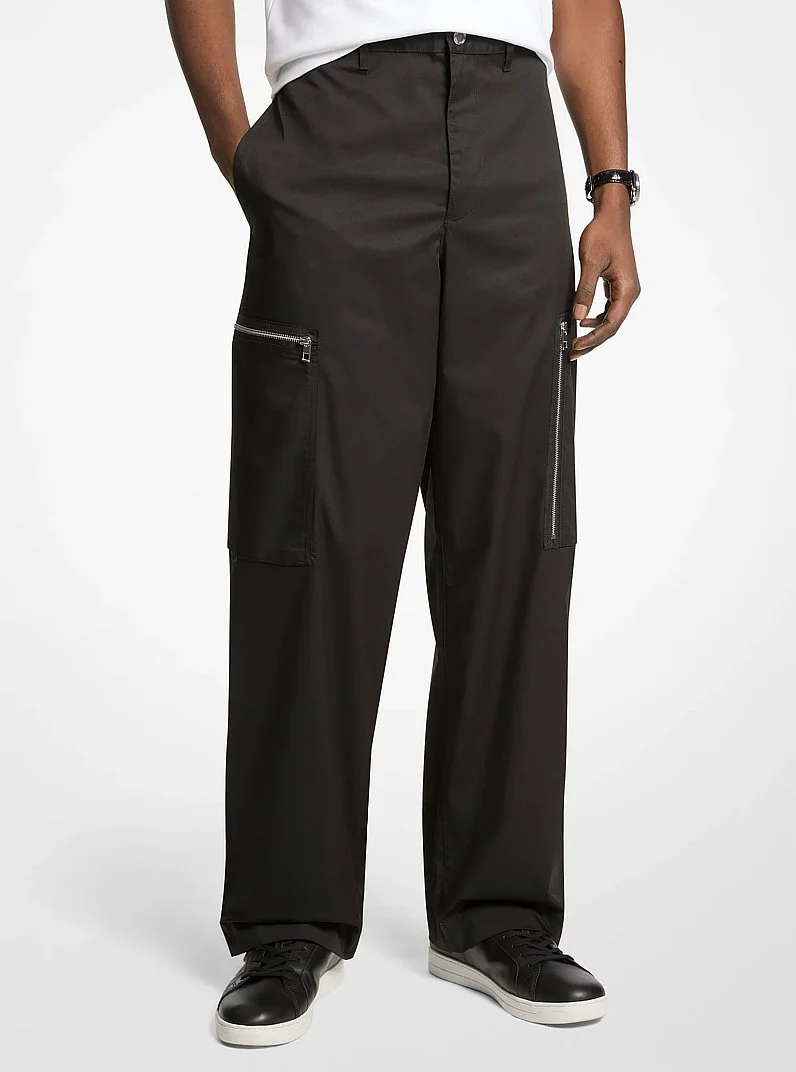 Wide-Leg Woven Zip Cargo Pant - 1