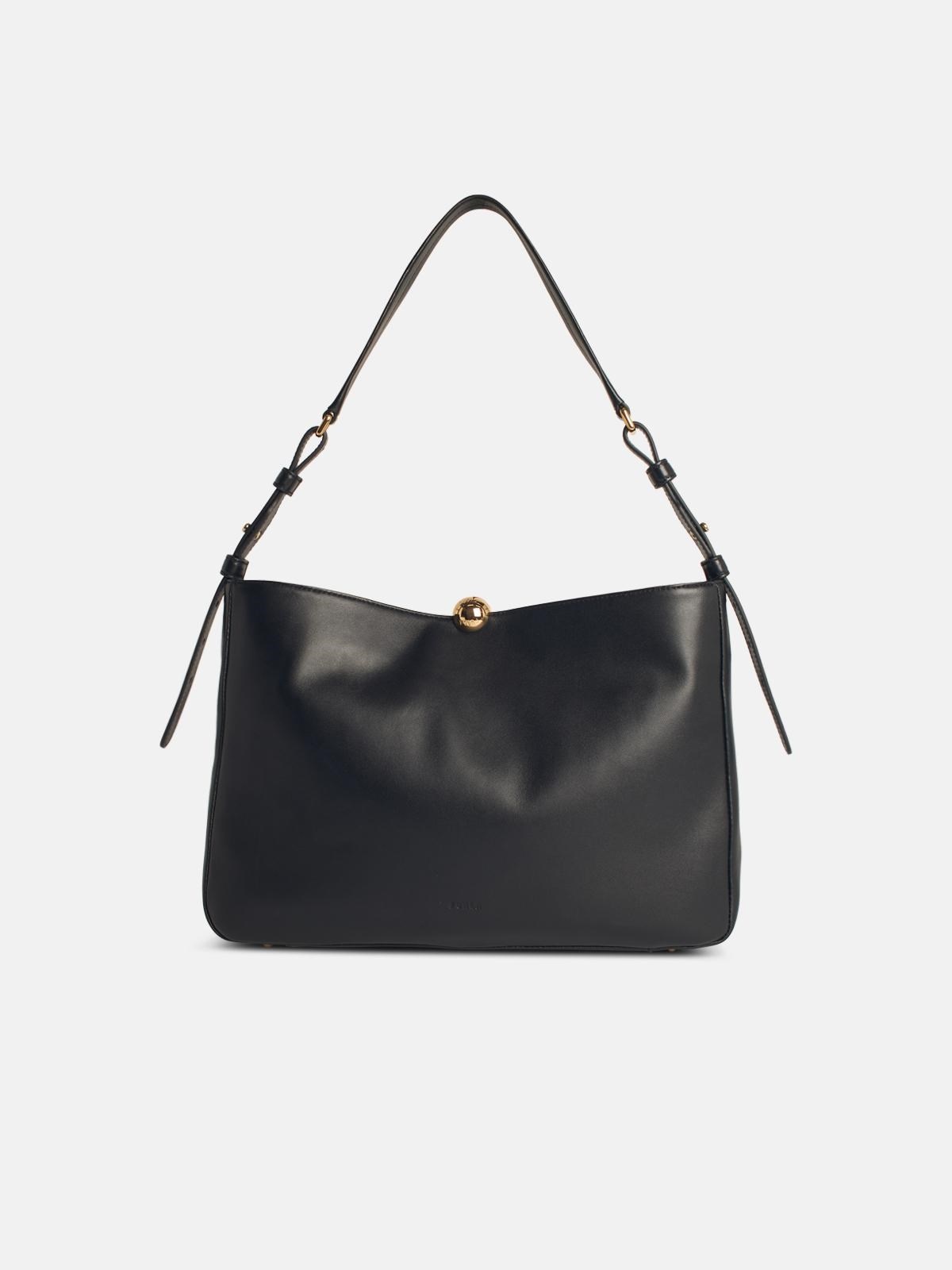 LARGE 'SFERA SOFT' BLACK LEATHER BAG - 3