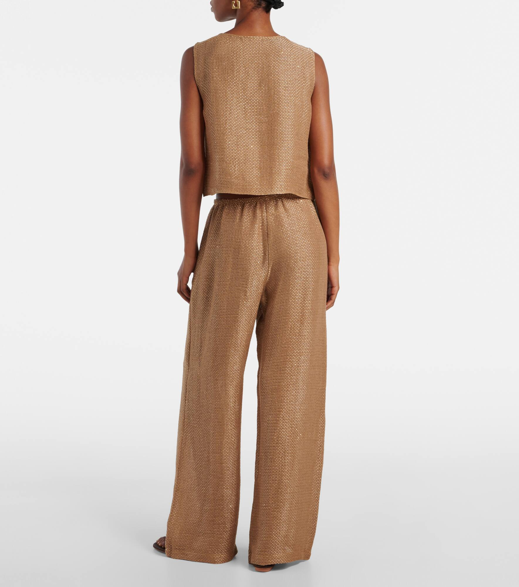 Stella sequined linen-blend wide-leg pants - 3