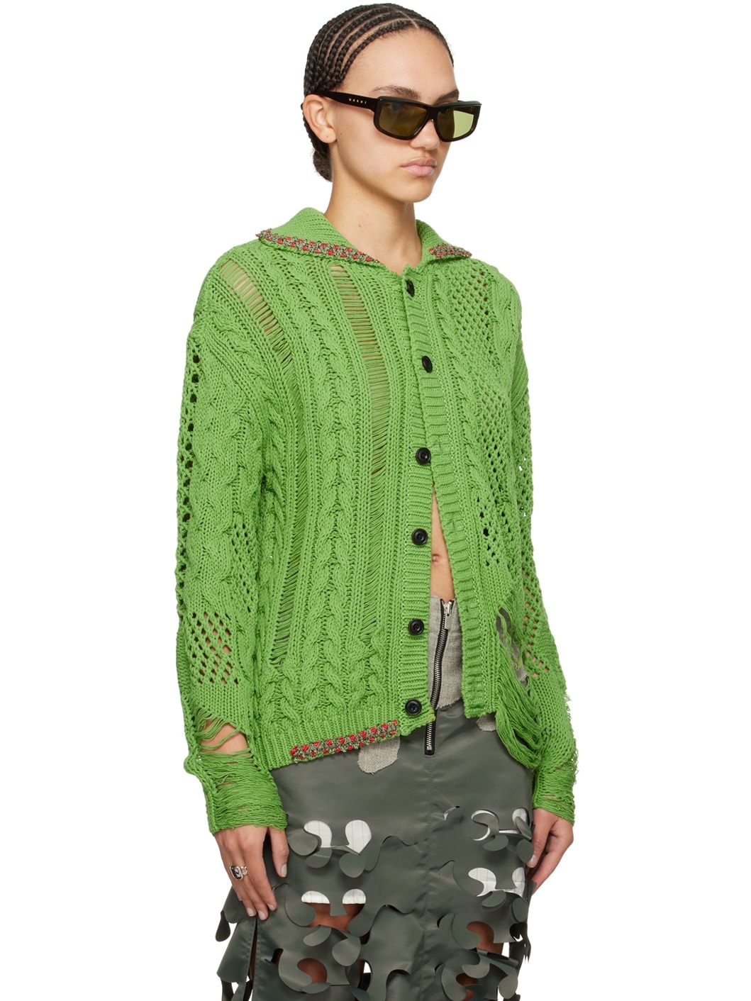 Andersson Bell Green Sauvage Cardigan | REVERSIBLE