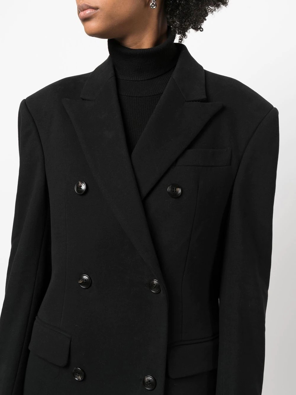 double-breasted cotton blazer - 5