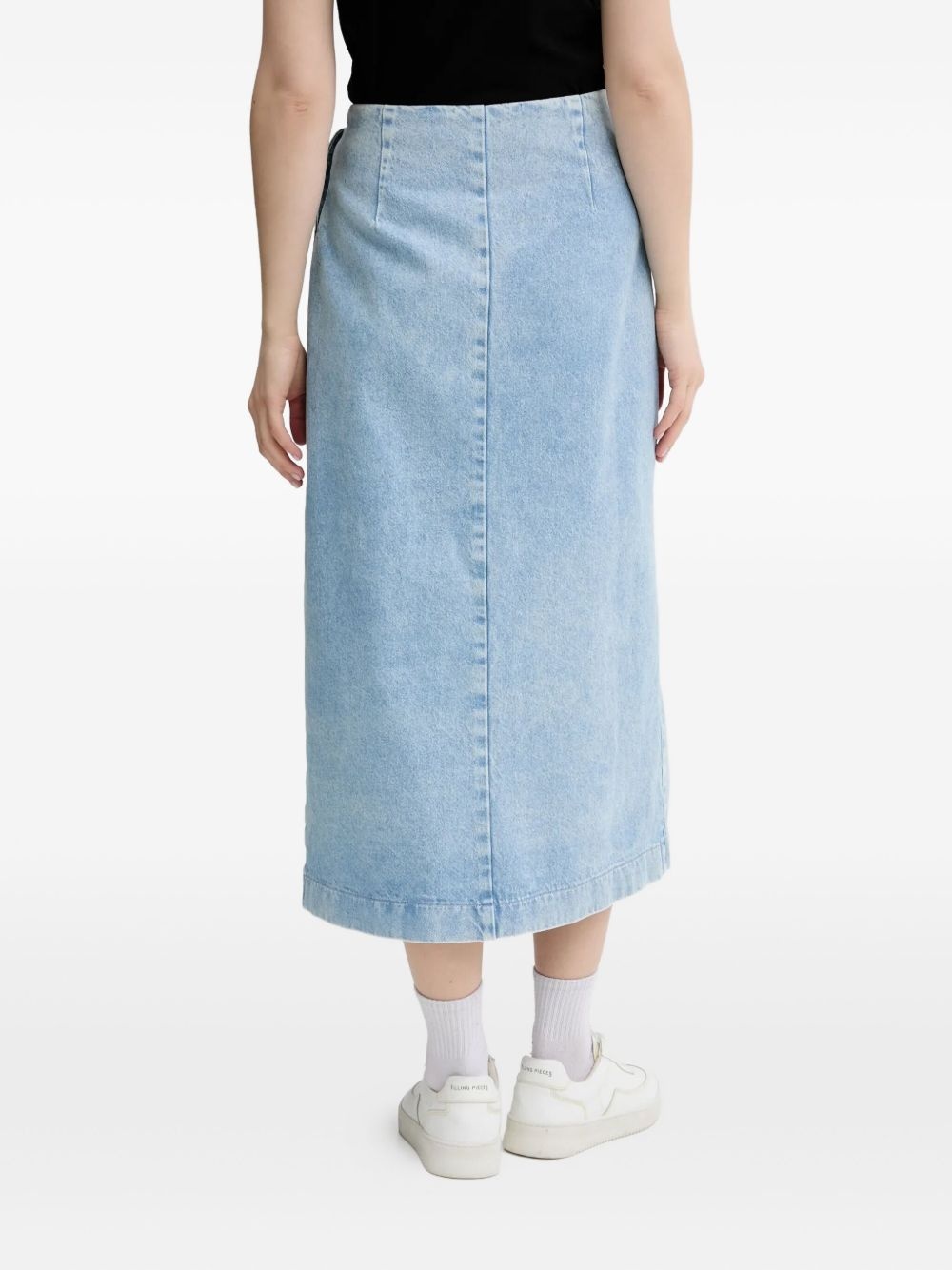 tie-front denim midi skirt - 3