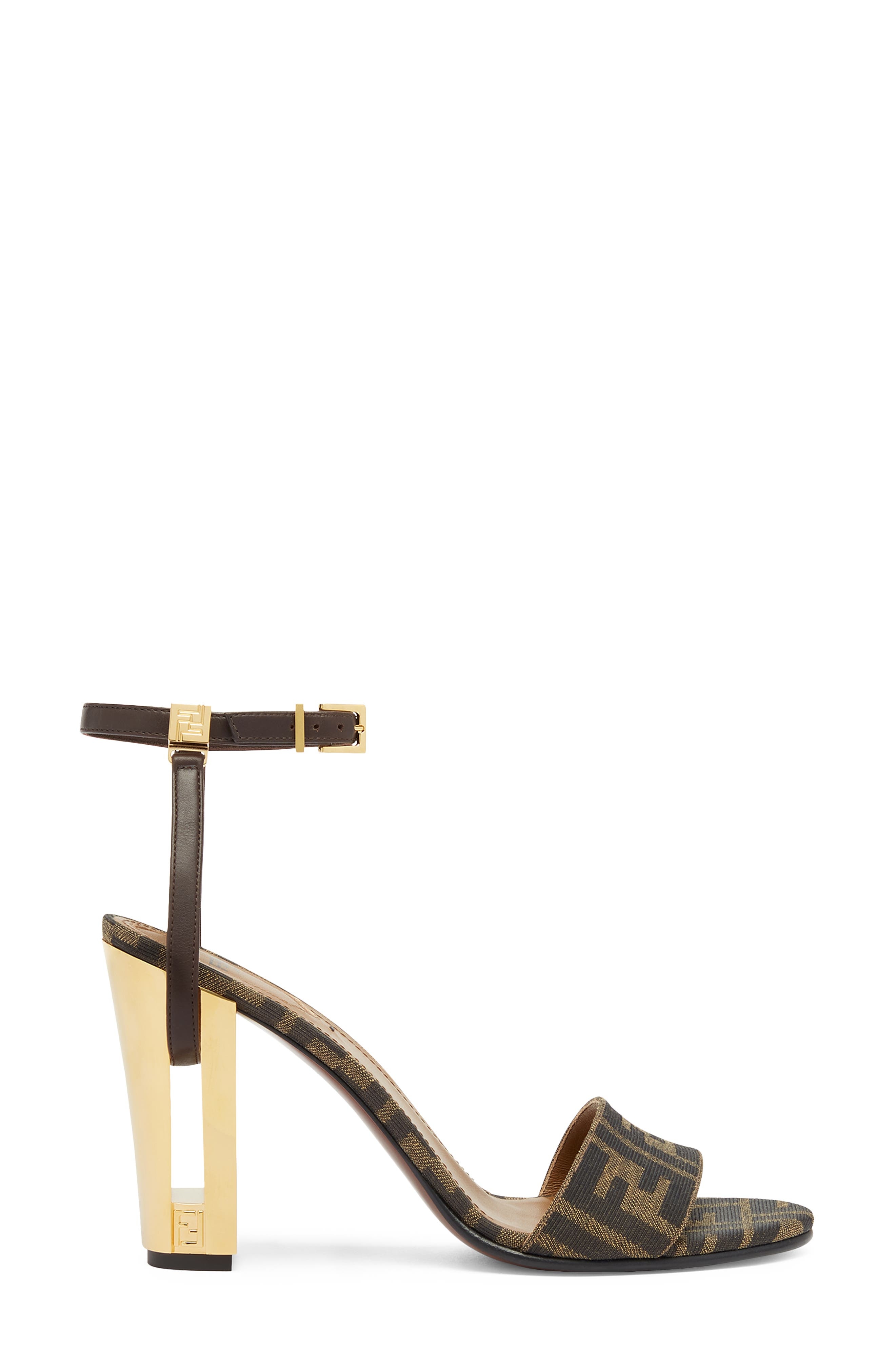 Fendi Delfina Ankle Strap Sandal in Brown/Black at Nordstrom - 3