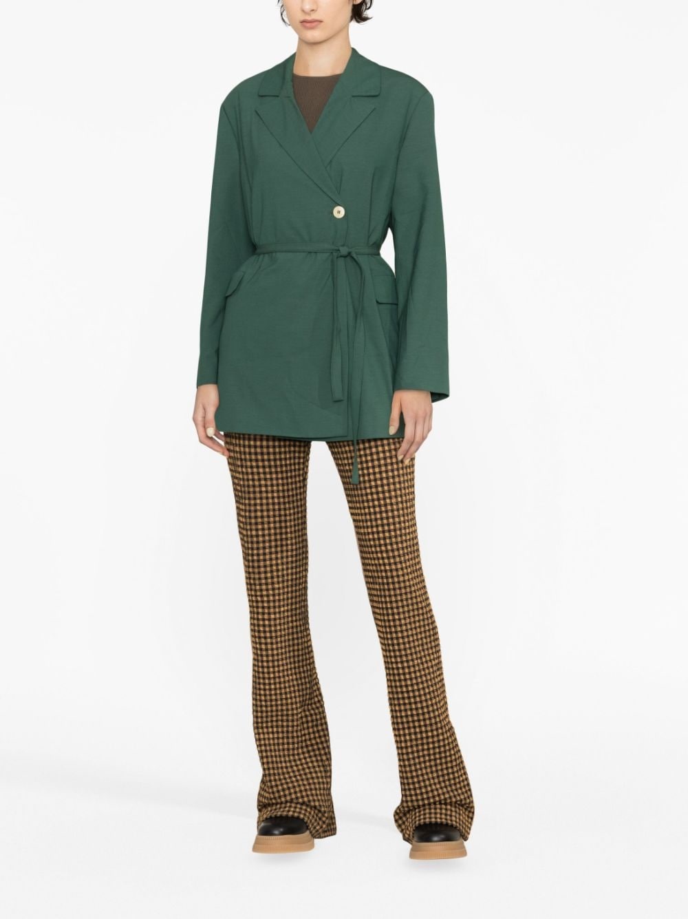 off-centre belted blazer - 2