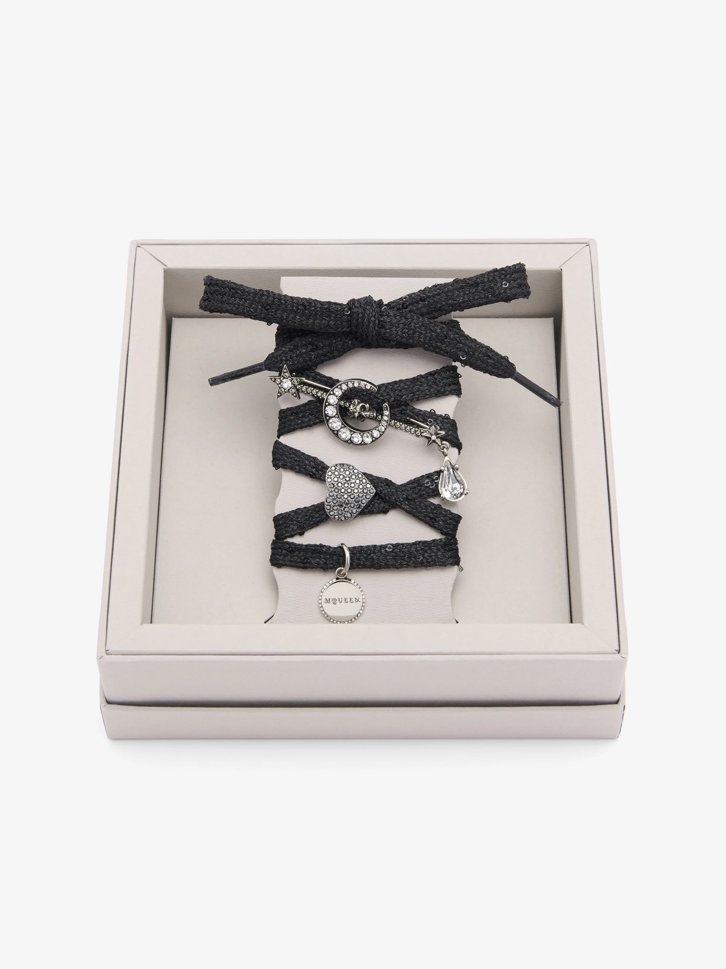 Charm Sequin Shoelaces in Black/Silver-Finish - 1