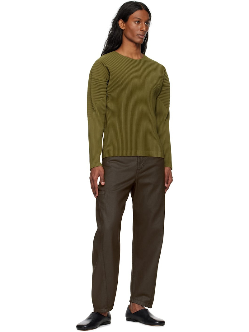 ISSEY MIYAKE Khaki Color Pleats T-shirt outlook