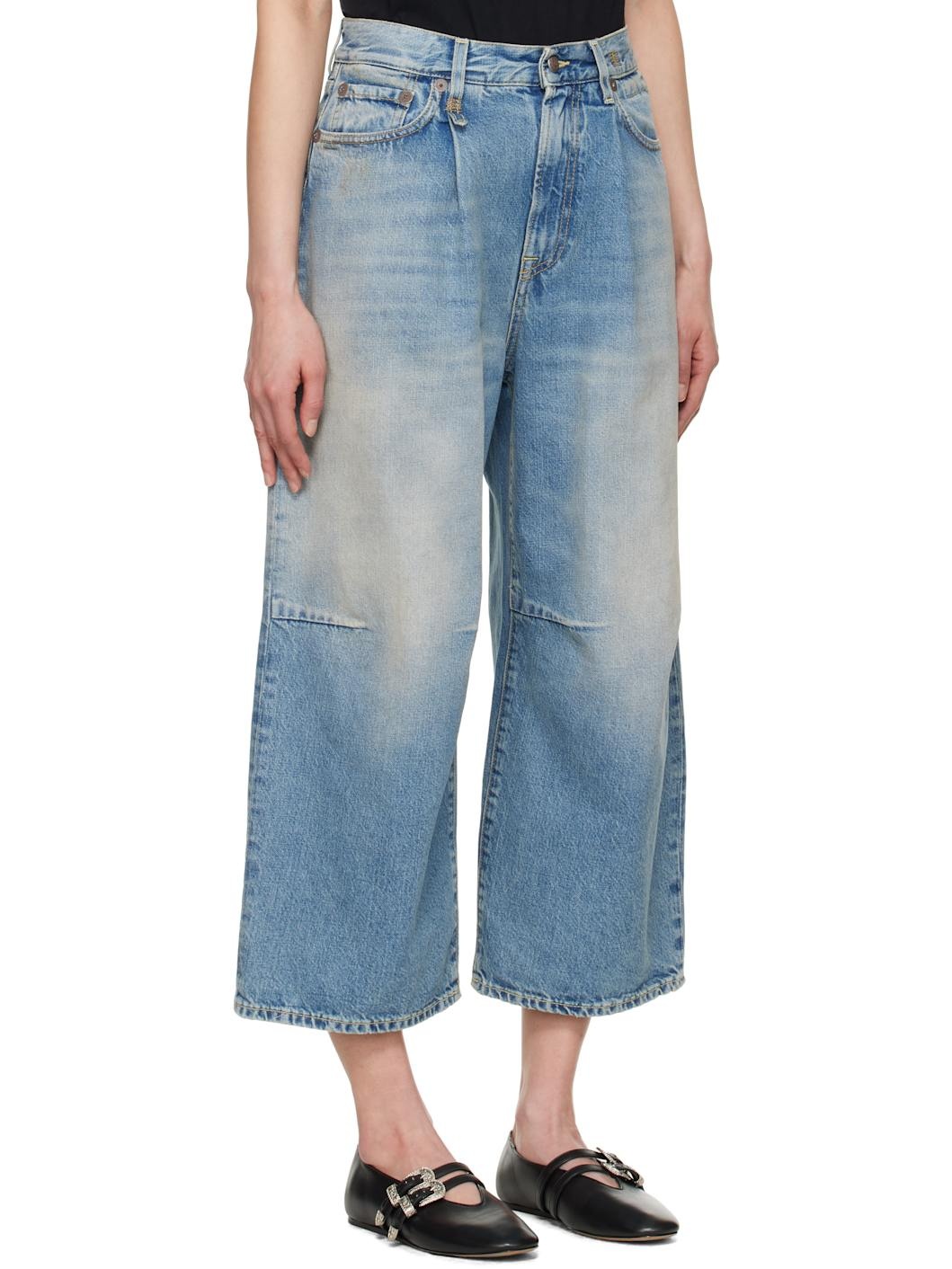 Blue Cropped Wide Leg Jeans - 2