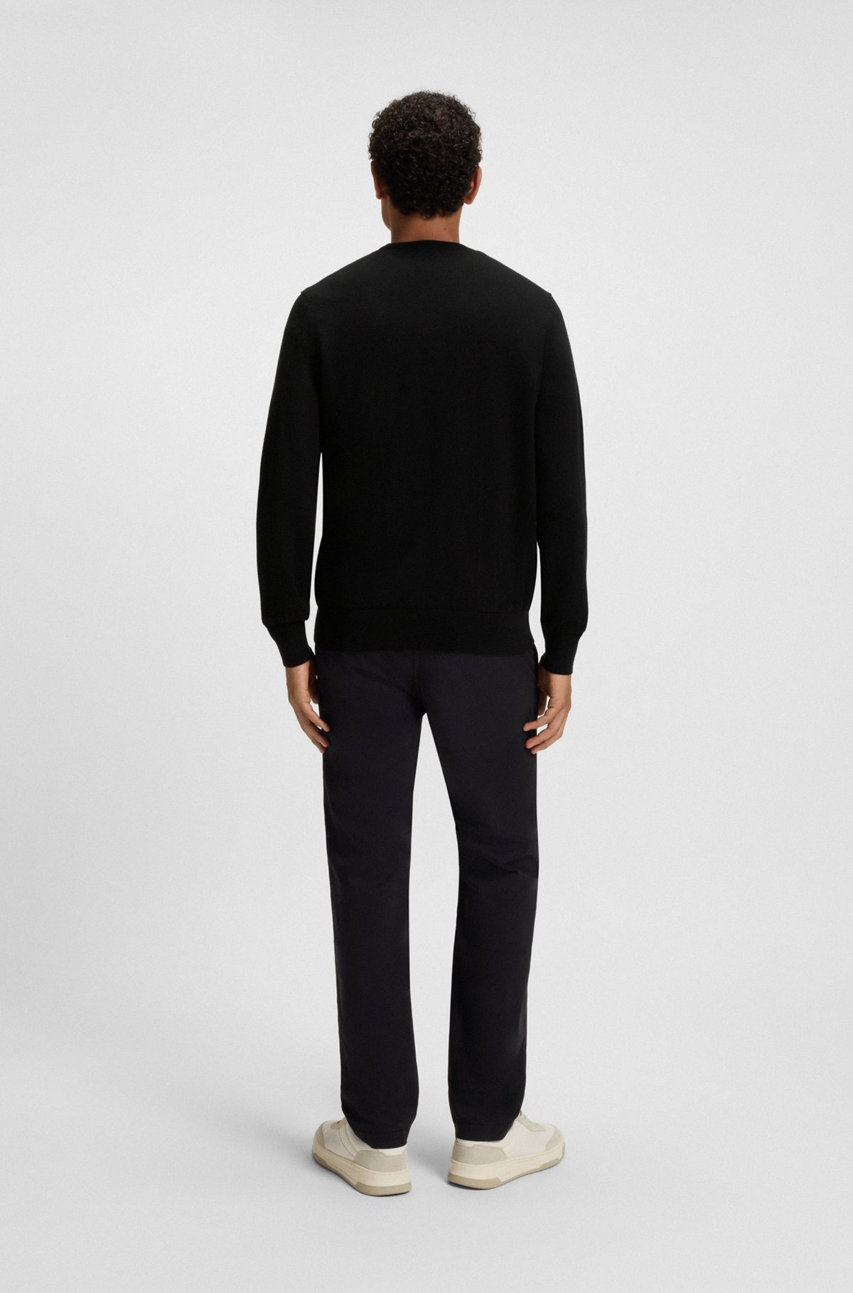 COTTON-CASHMERE REGULAR-FIT SWEATER WITH LOGO PATCH - 5