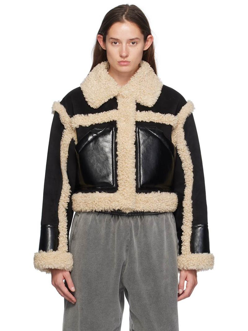 Black & Off-White Edith Faux-Shearling Jacket 1