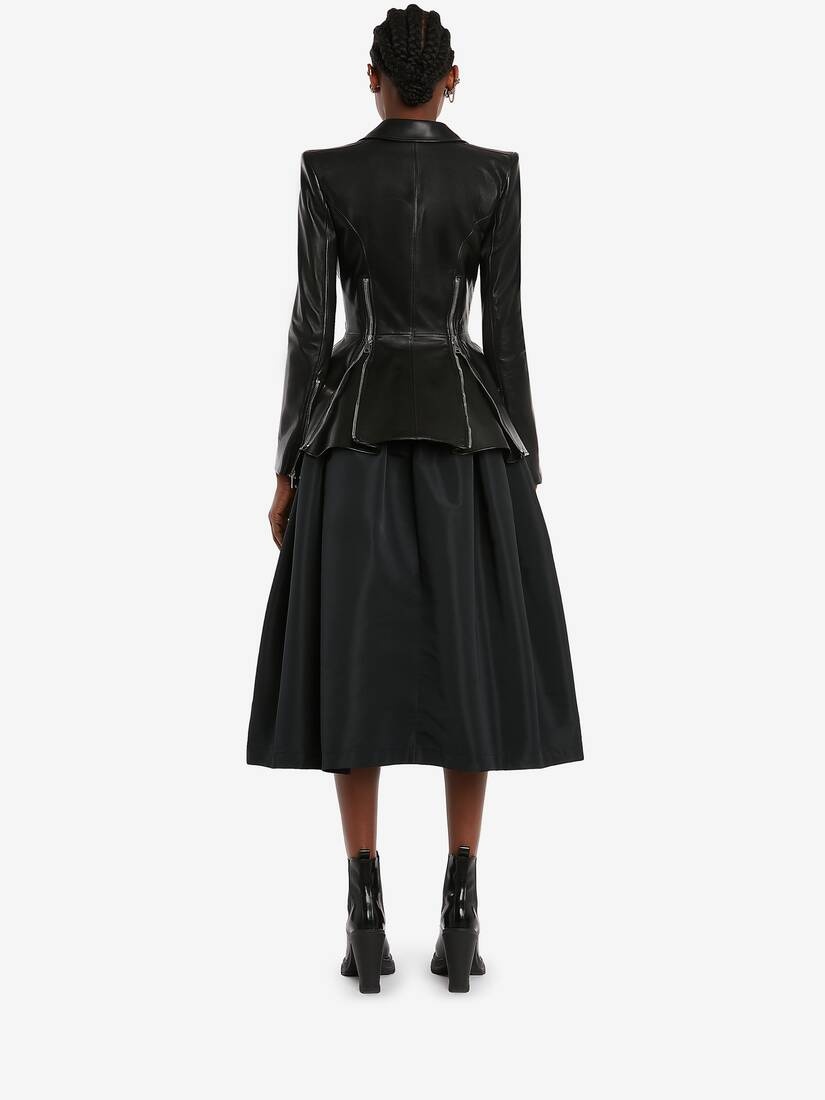 Leather Zip Jacket in Black - 4