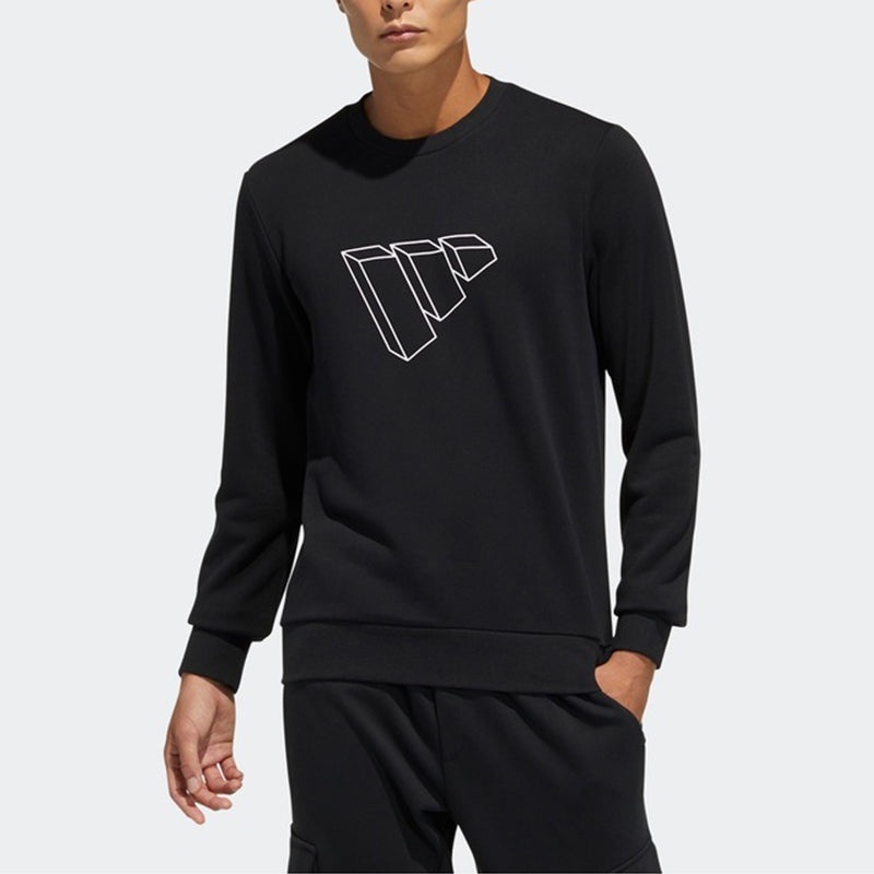 adidas Fi Swt Ft Bos Logo Printing Sports Round Neck Pullover Black GP0987 - 3
