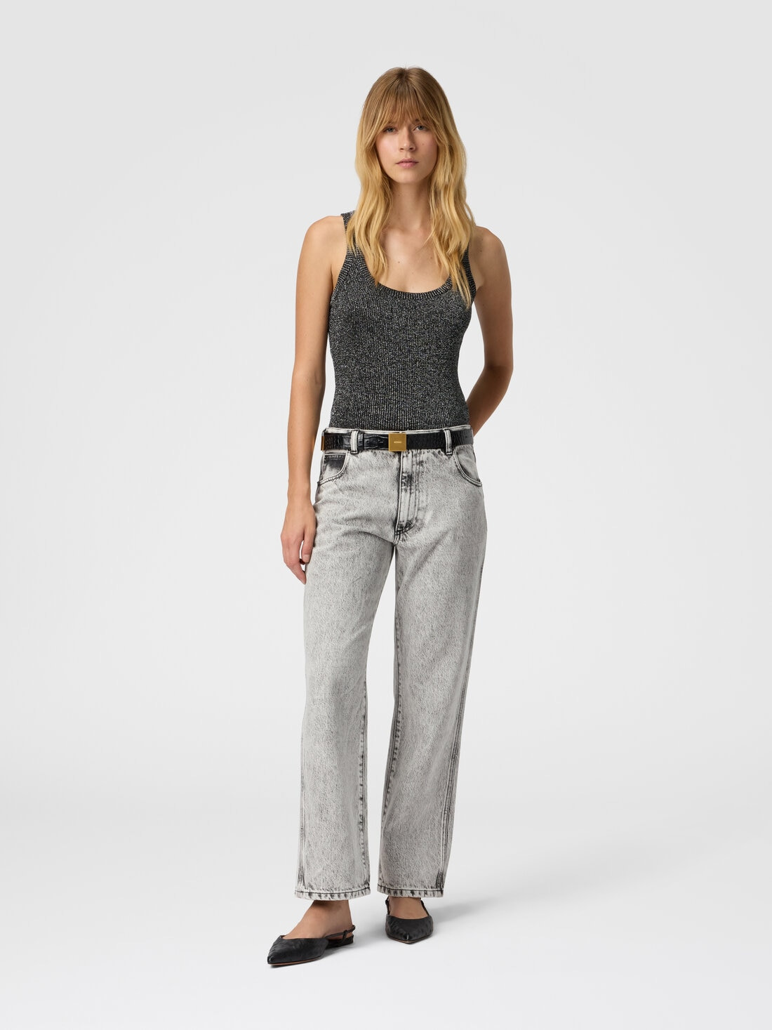 Tank Top in Viscose and Lamé Blend - 2