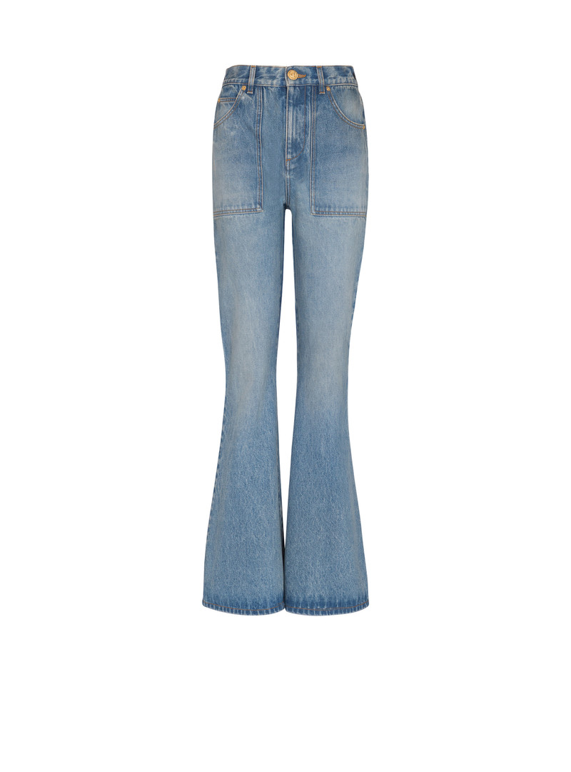 High-waisted flared denim jeans - 1