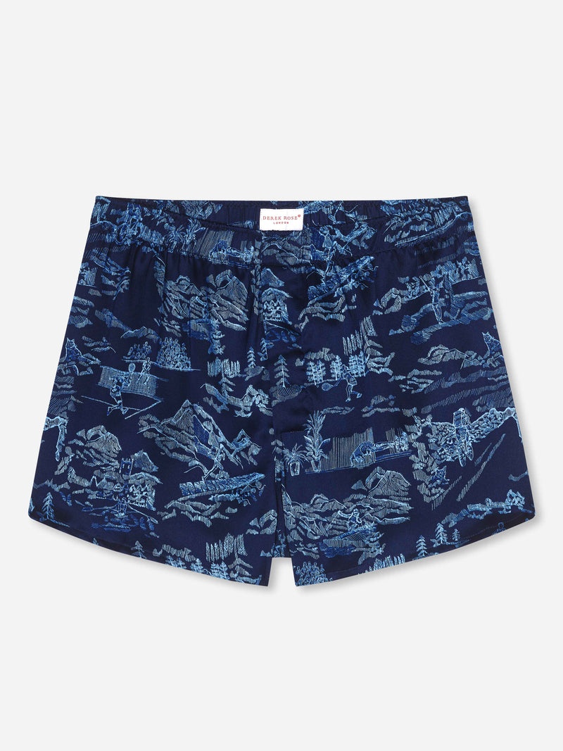 Men's Modern Fit Boxers Brindisi 84 Silk Satin Navy - 1