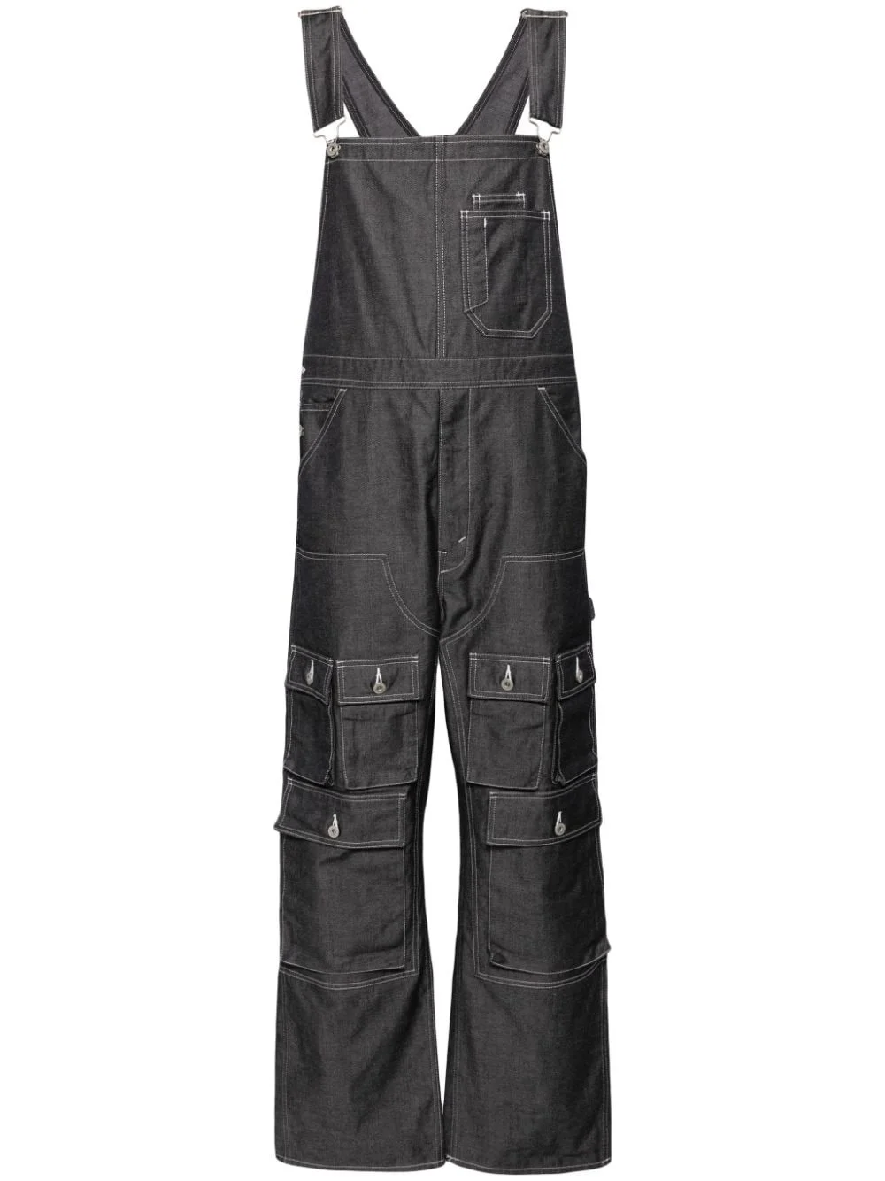 cargo-pockets denim overalls - 1