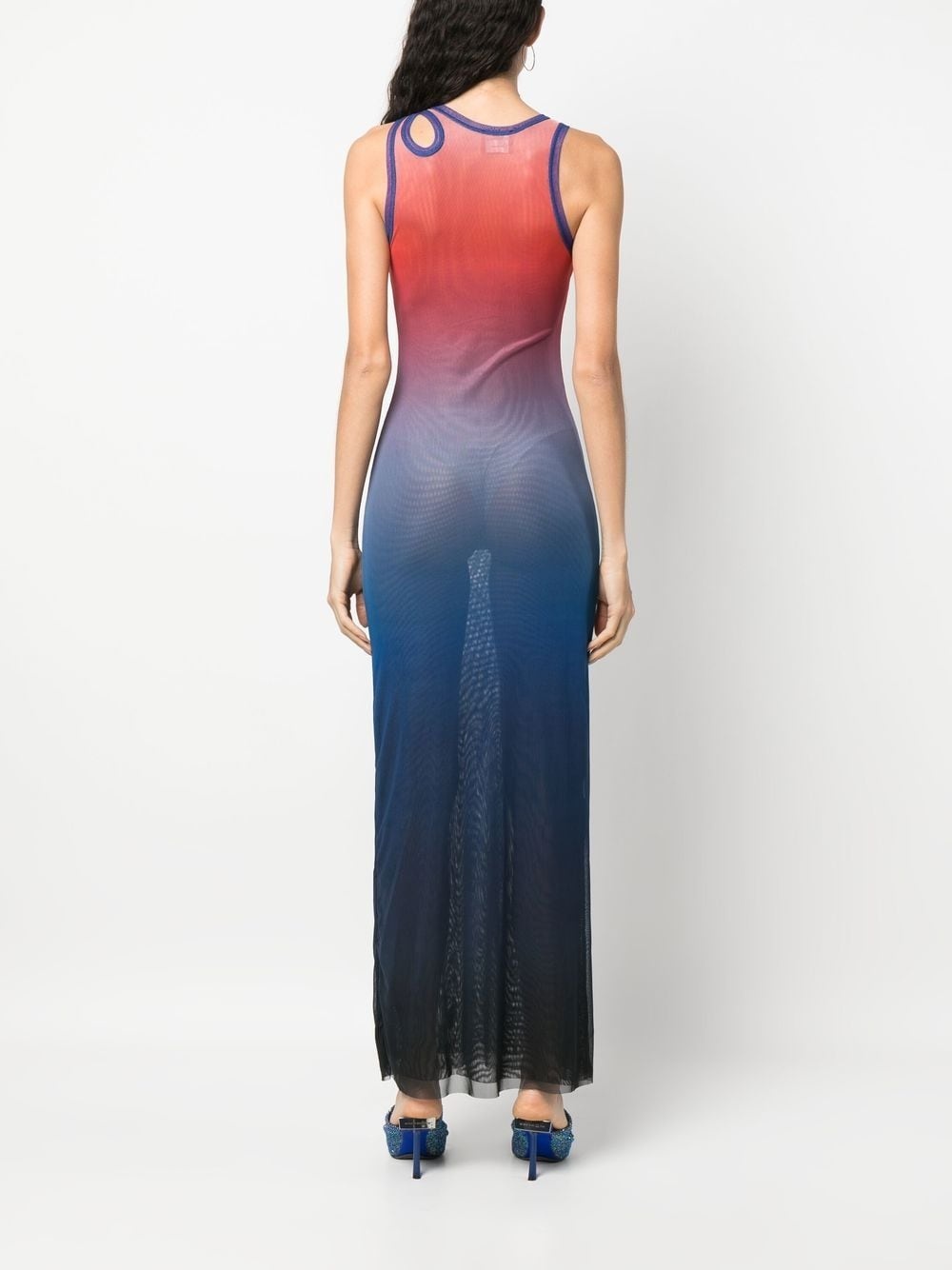 gradient-print sleeveless mesh maxi dress - 4