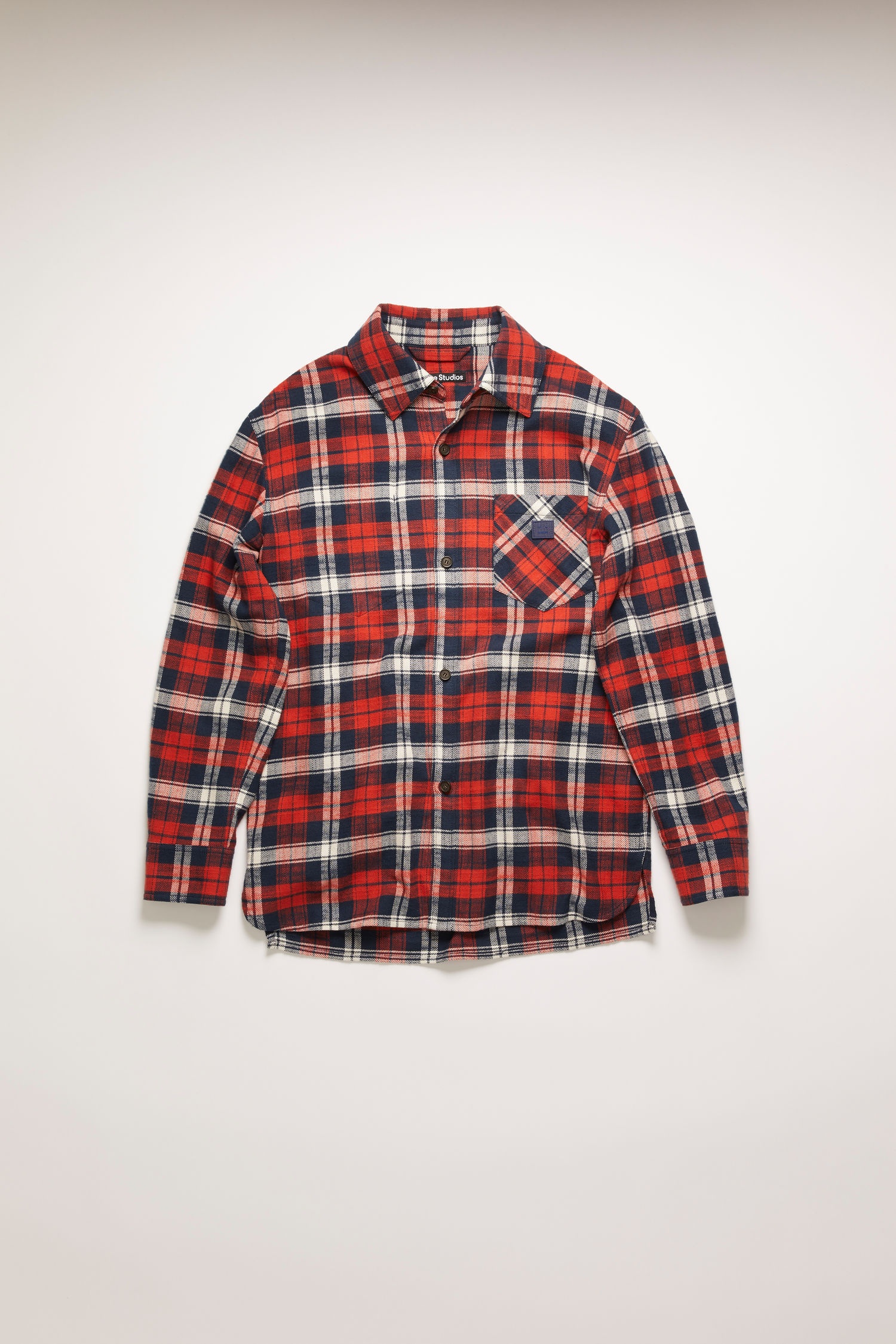 Face patch flannel overshirt red/navy - 1