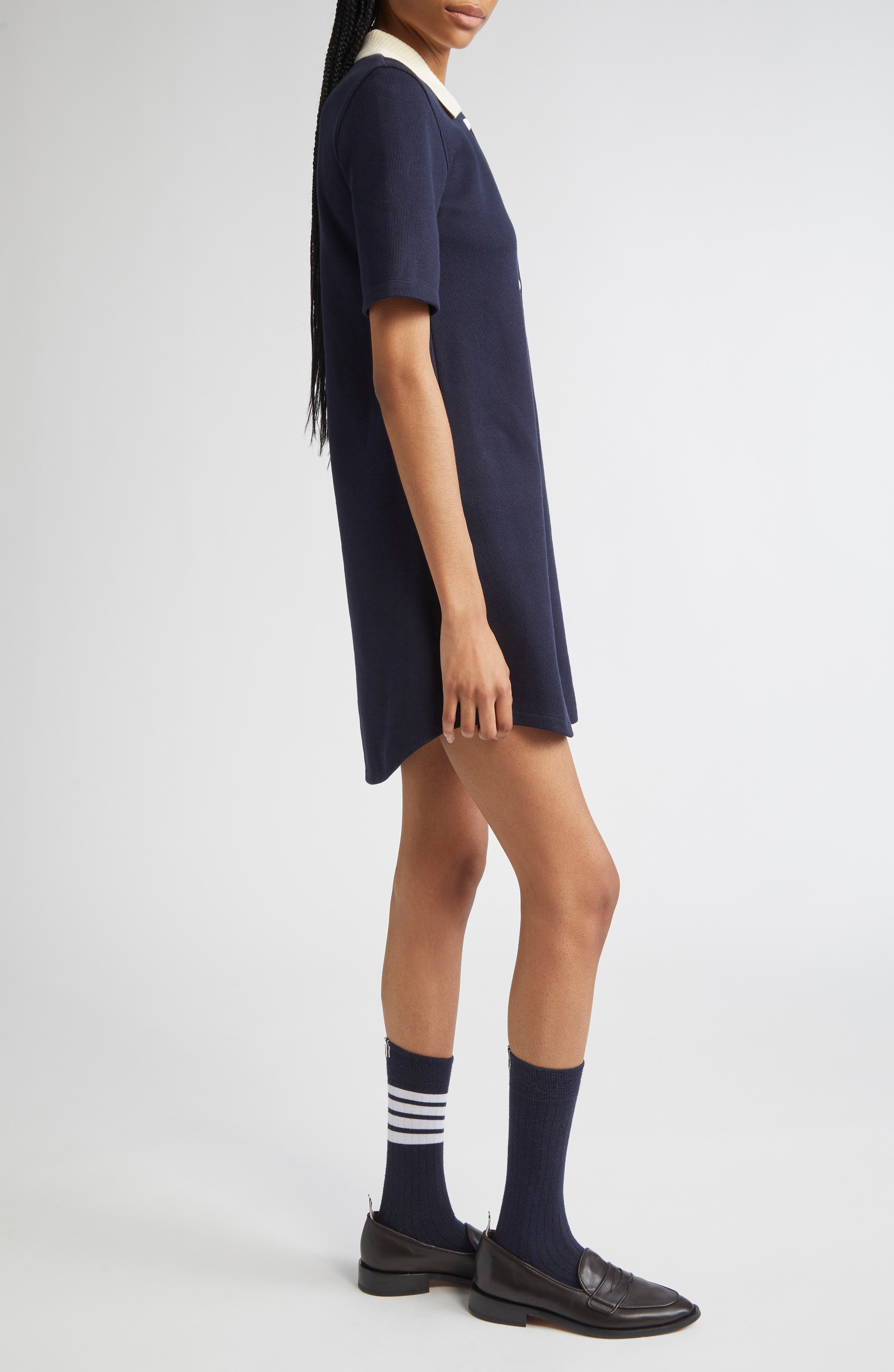 Thom Browne Cotton Polo Minidress in Navy at Nordstrom - 3