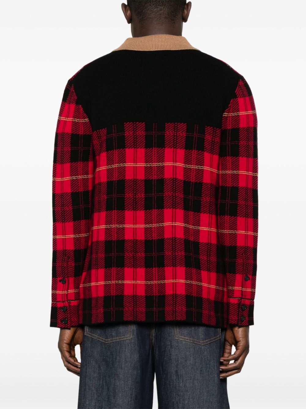 tartan-check cardigan - 4