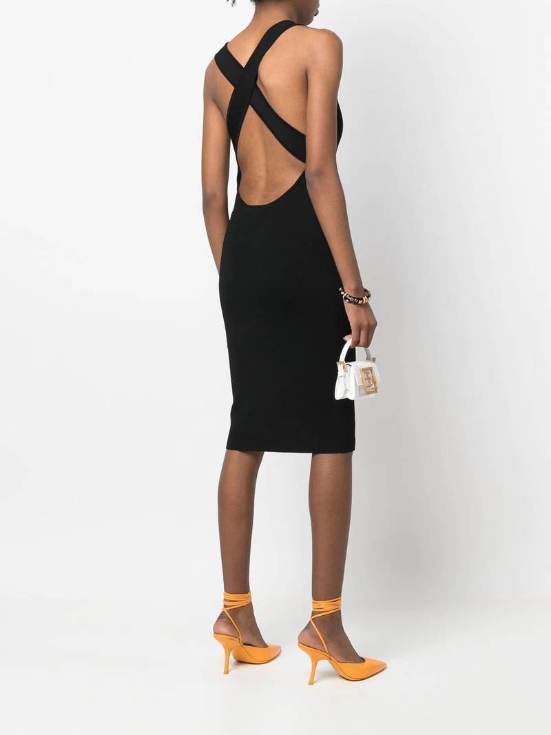 Yves Salomon ribbed cross-strap midi dress outlook