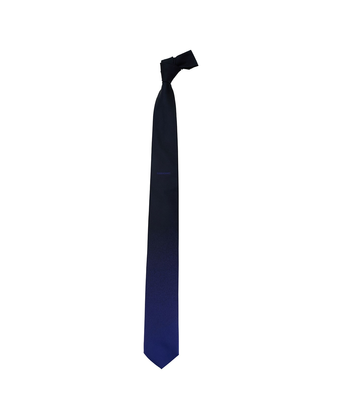 Blue Tie With Logo Embroidery In Silk Man - 1