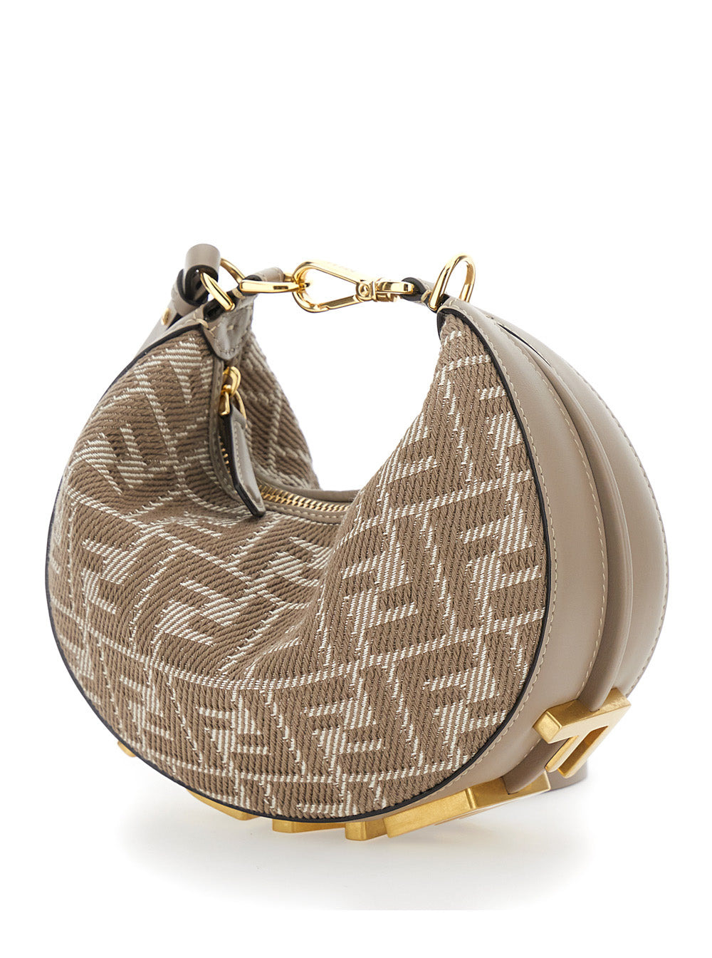 Fendi Women 'Fendigraphy' Beige Mini Bag With All-Over Ff Motif And Metal Lettering Logo On The Bott - 2