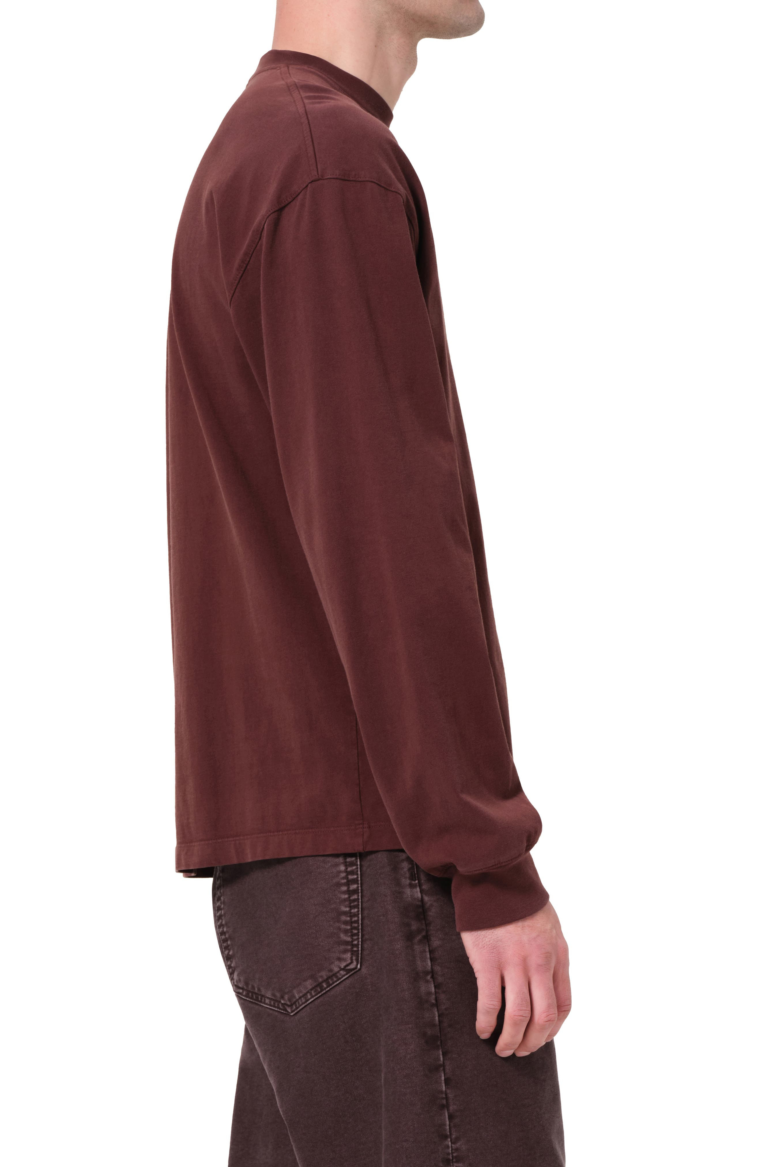 AGOLDE Asha Long Sleeve Cotton T-Shirt in Bitter Root Dark at Nordstrom - 3