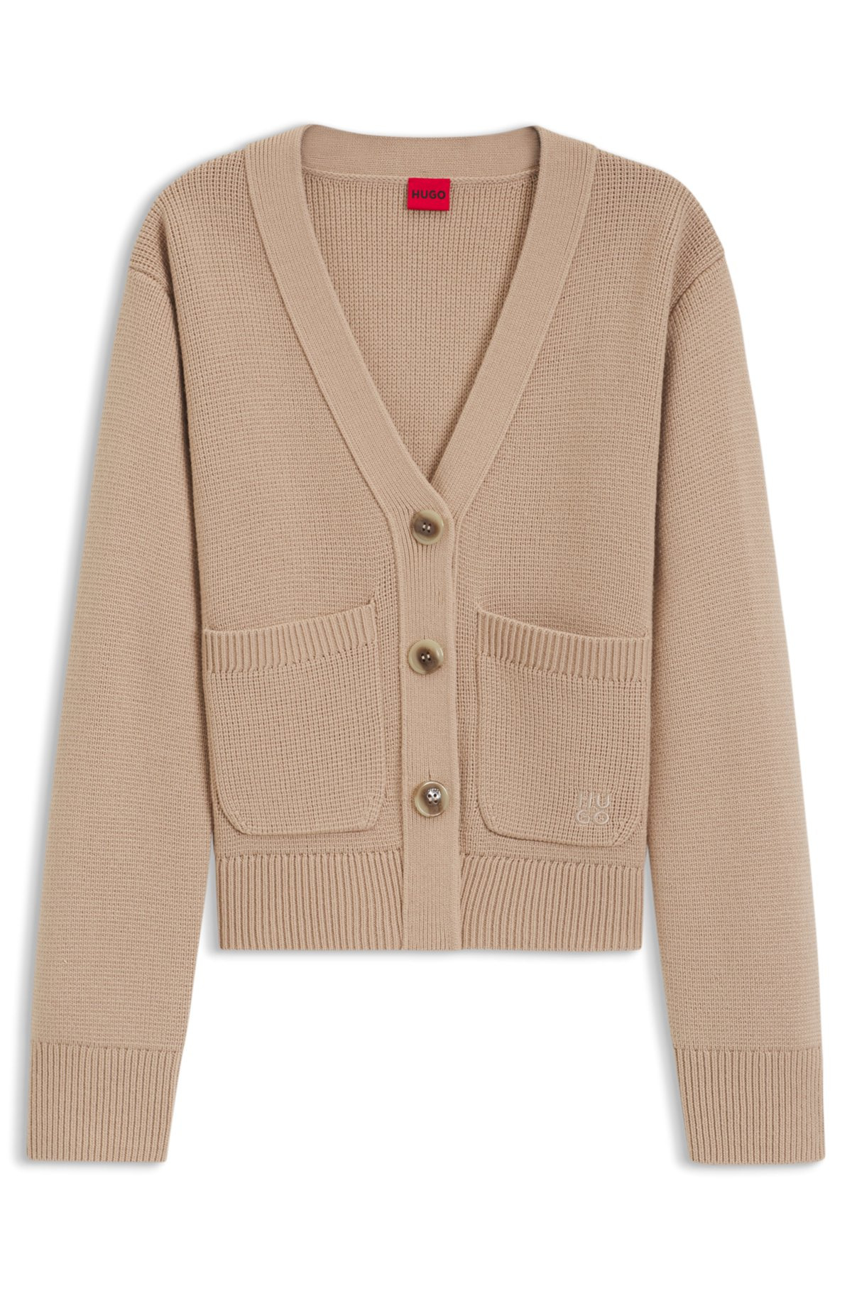 WOOL-BLEND CARDIGAN WITH EMBROIDERED LOGO - 1