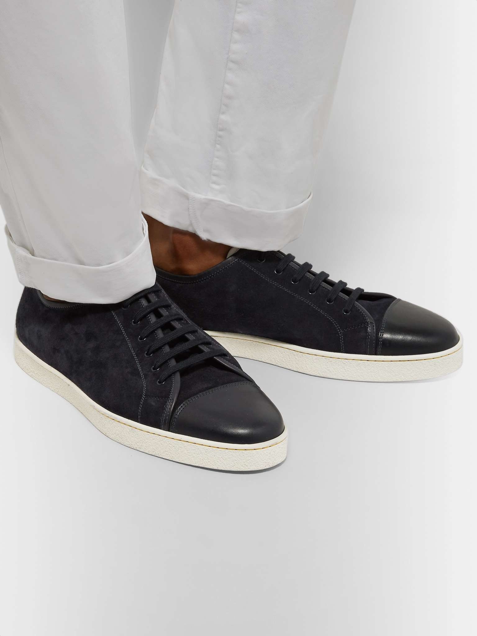 Levah Cap-Toe Brushed-Leather Sneakers - 2