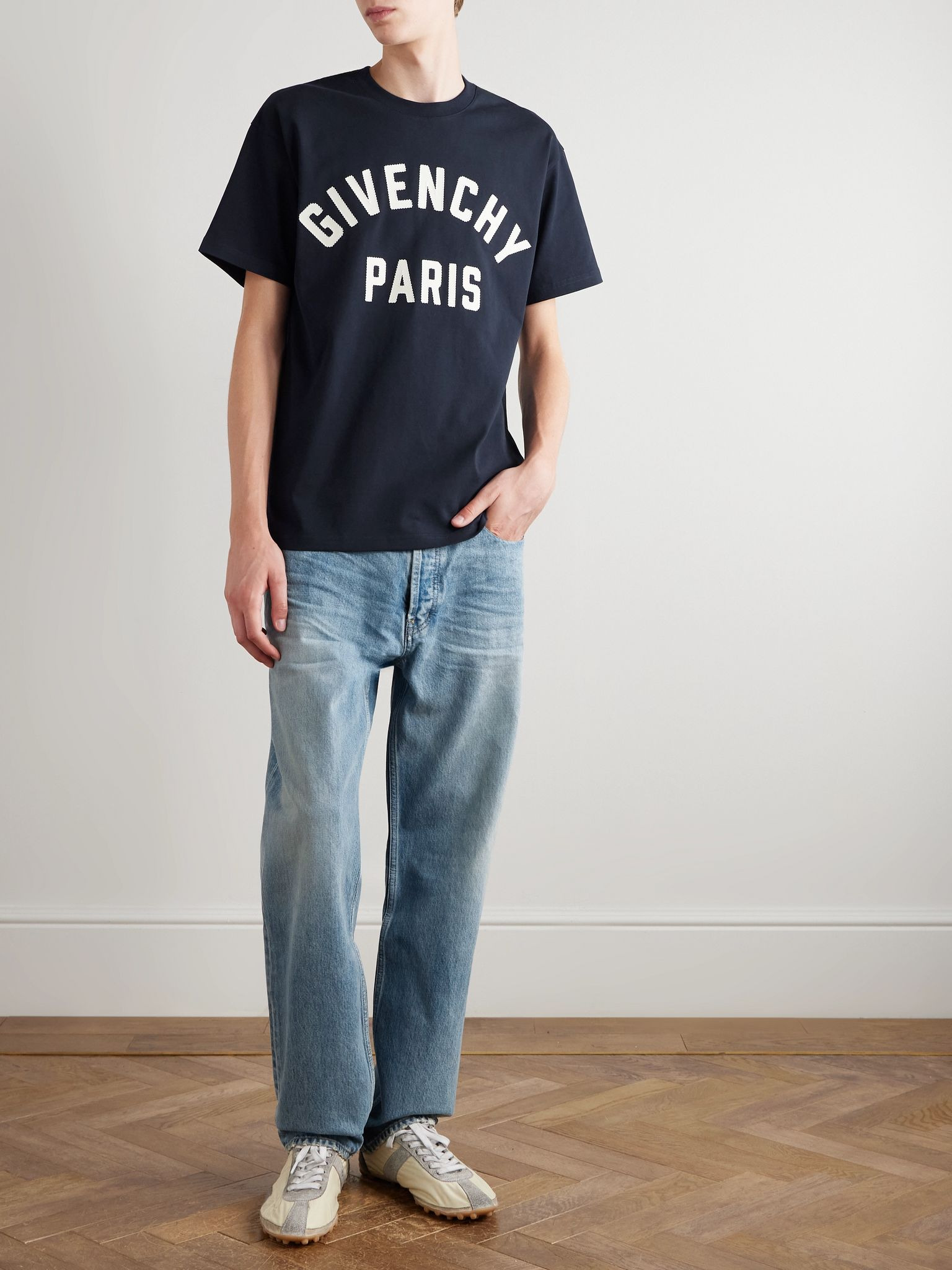 Logo-Appliquéd Cotton-Jersey T-Shirt Navy - 2