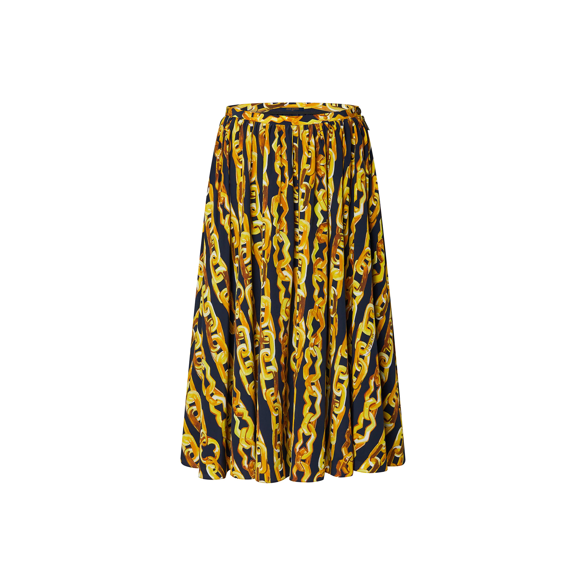 Chain Print Silk Midi Skirt - 1