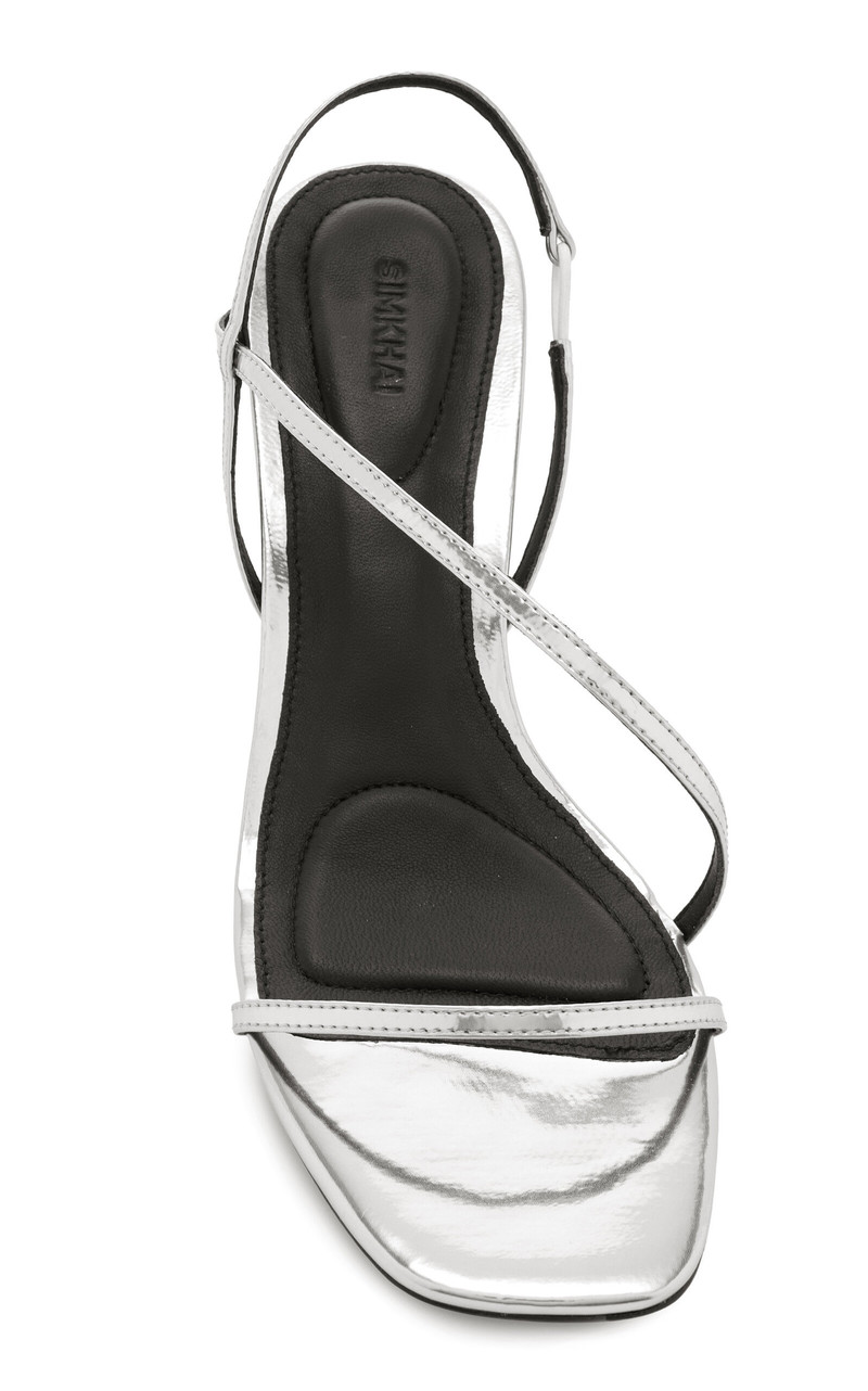 SIMKHAI Bridget Oyster Shell Wedge Leather Sandals silver outlook