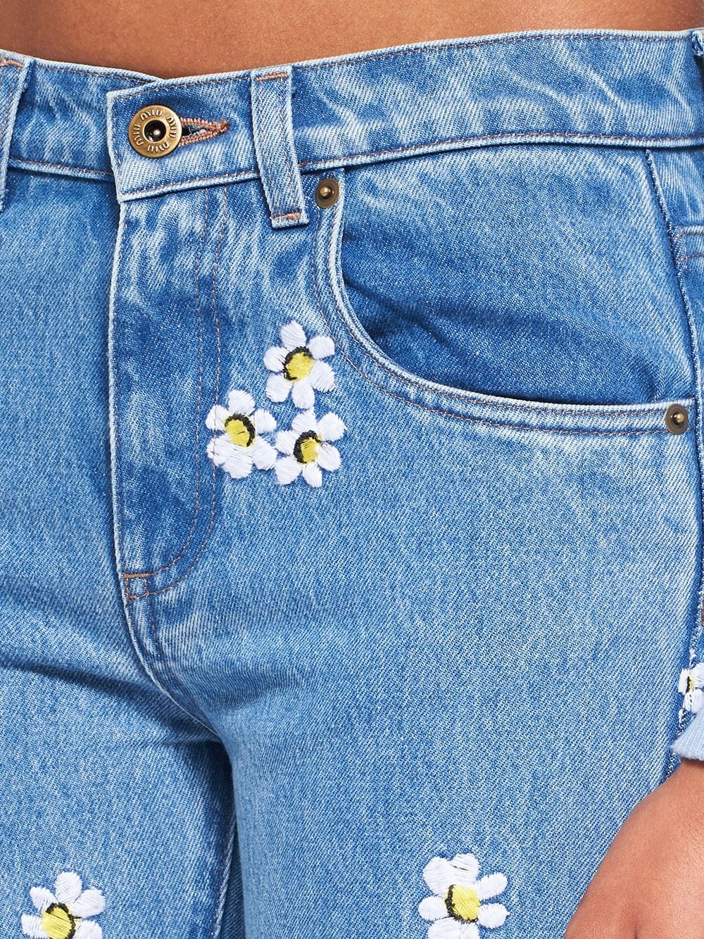 floral embroidered jeans - 5