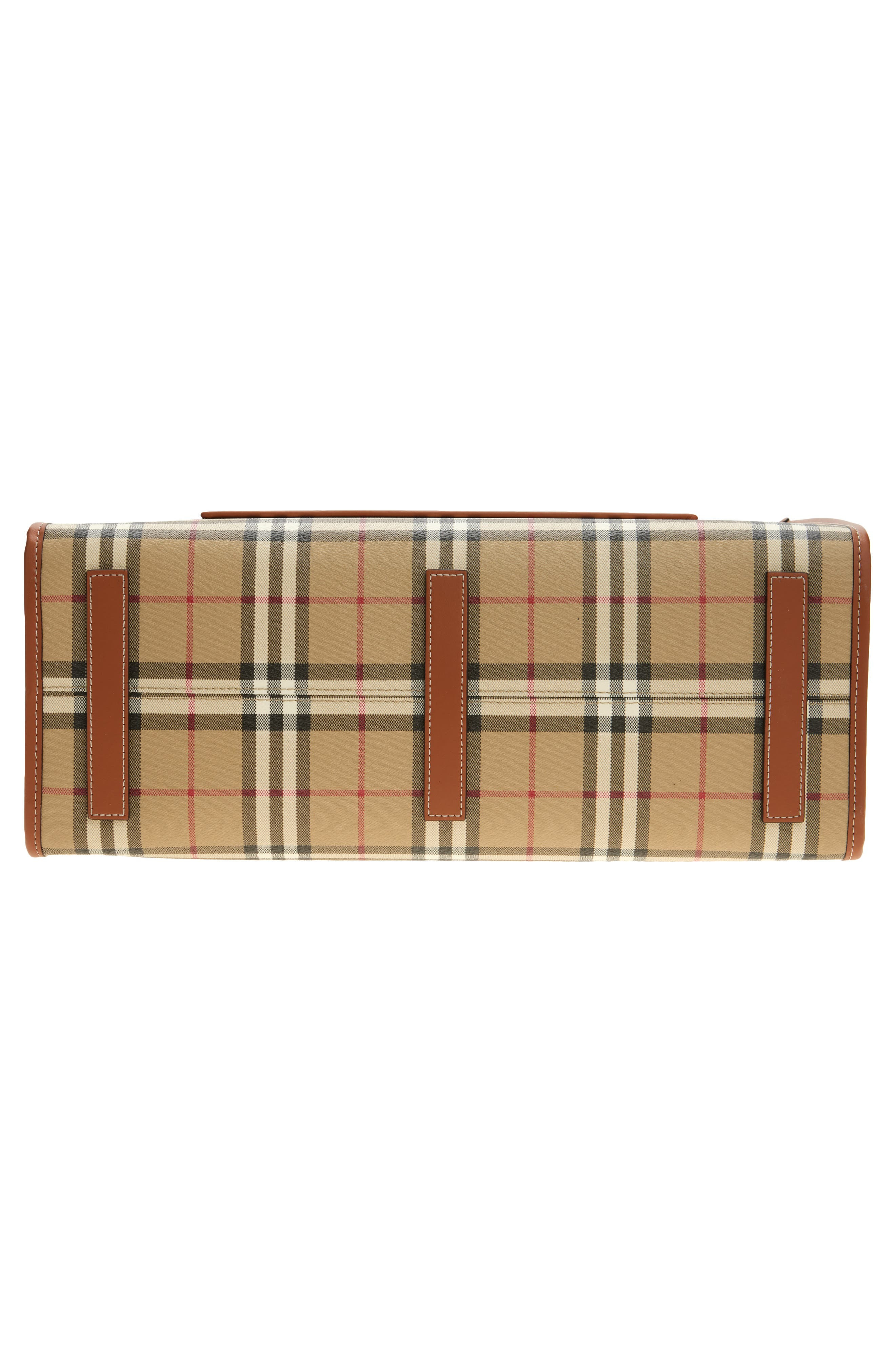 burberry Medium Freya Check Coated Canvas Tote in Vntg Chk/Briar Brown at Nordstrom - 6