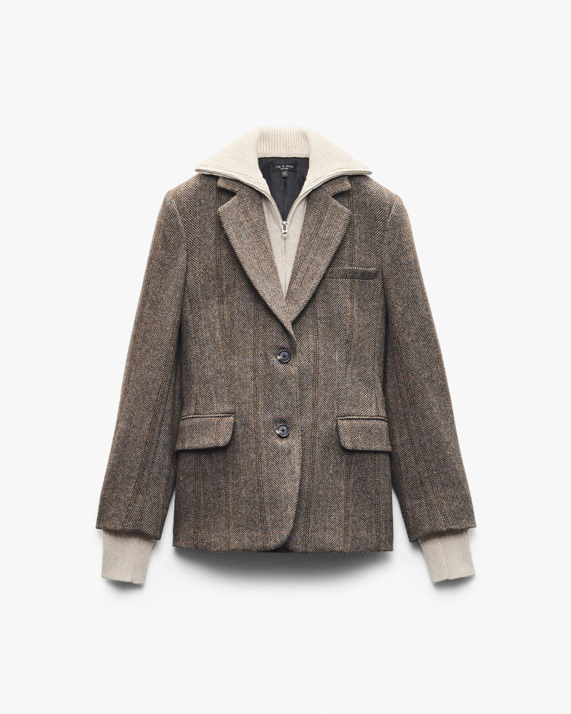Frank Mixed-Media Plaid Blazer 1