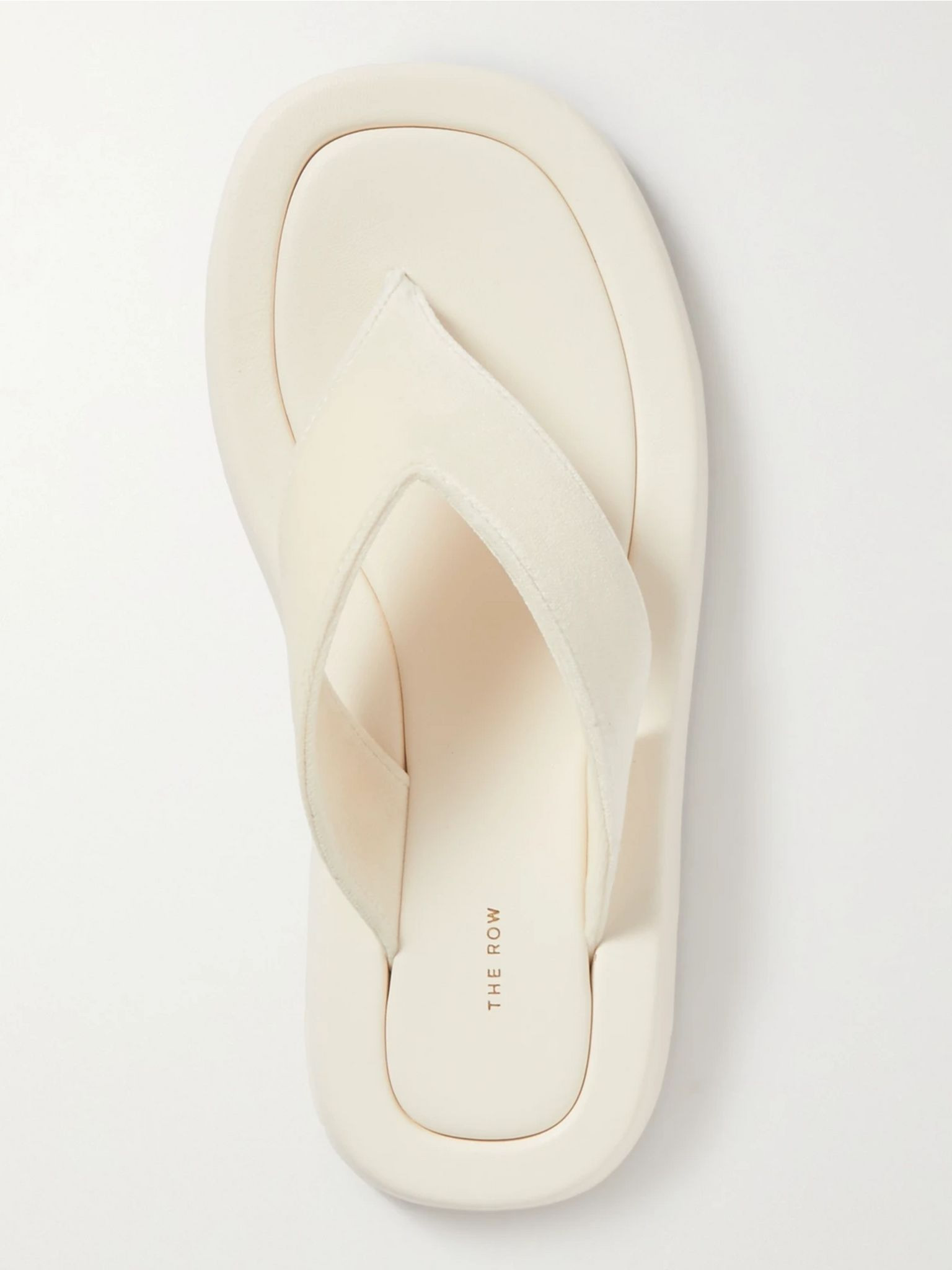 Ginza leather and velvet platform flip flops Off-white - 5