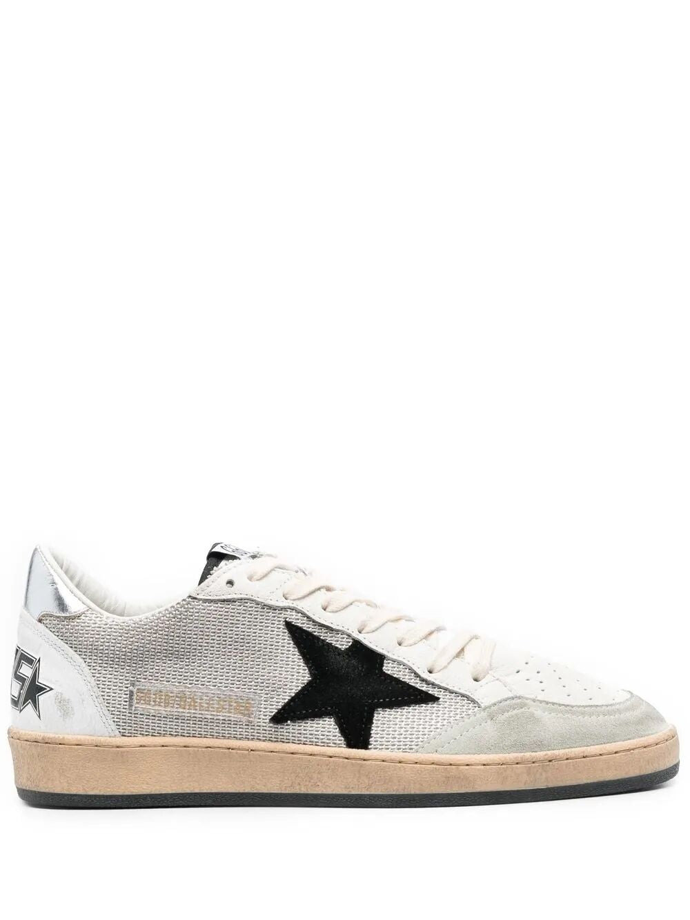 Golden Goose Men "Ball Star" Net Upper Suede Star Laminated Heel Crack Spur Sneakers - 1